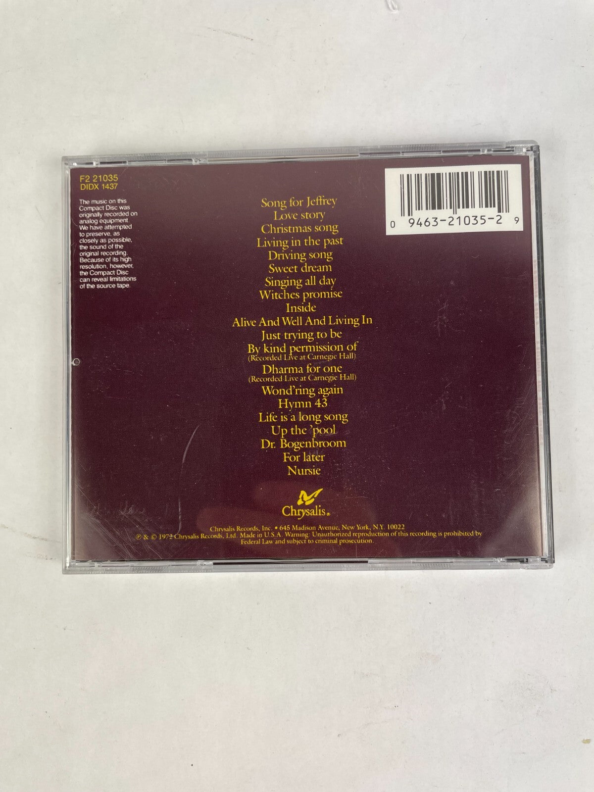Jethro Tull Living In The Past CD #4