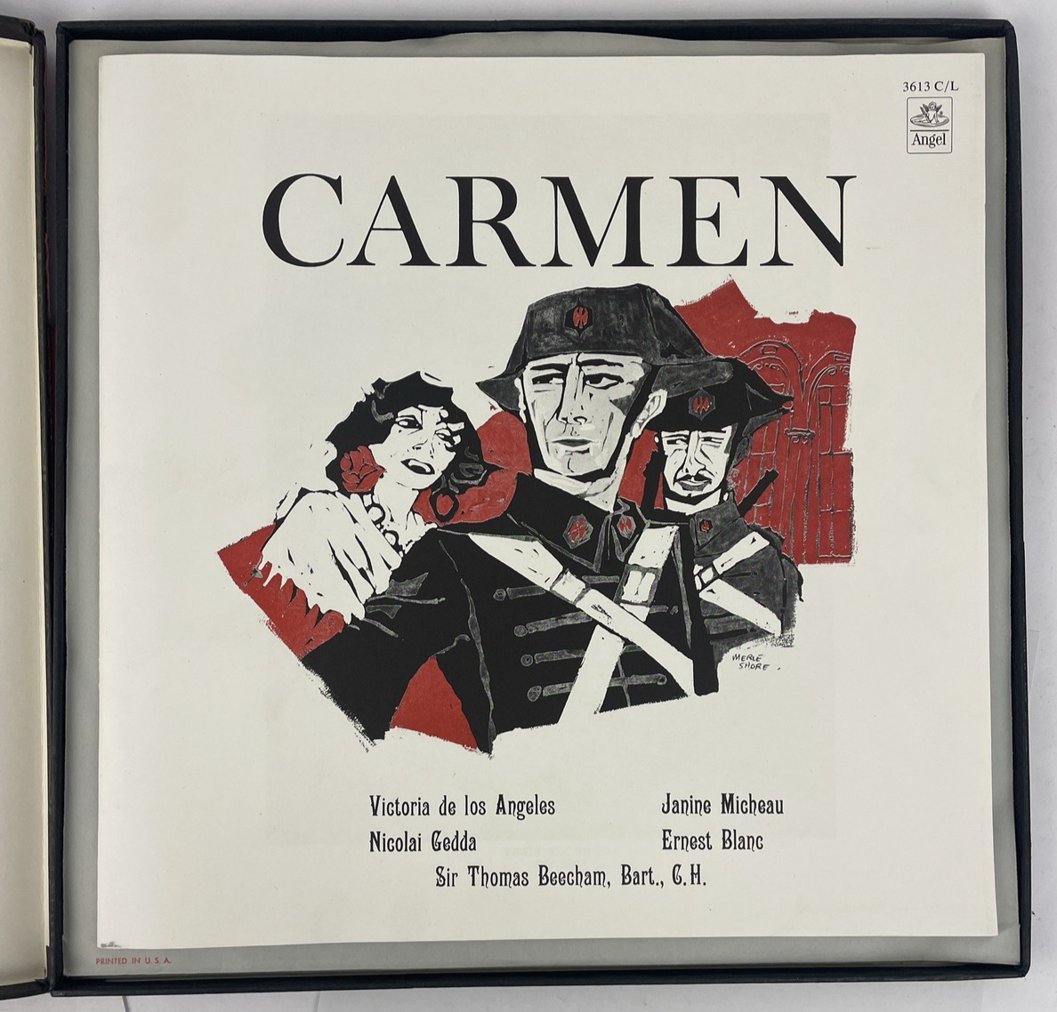 Bizet Carmen Victoria de Los Angeles Gedda Blanc Beecham 3 - LP Boxed Angel 3613