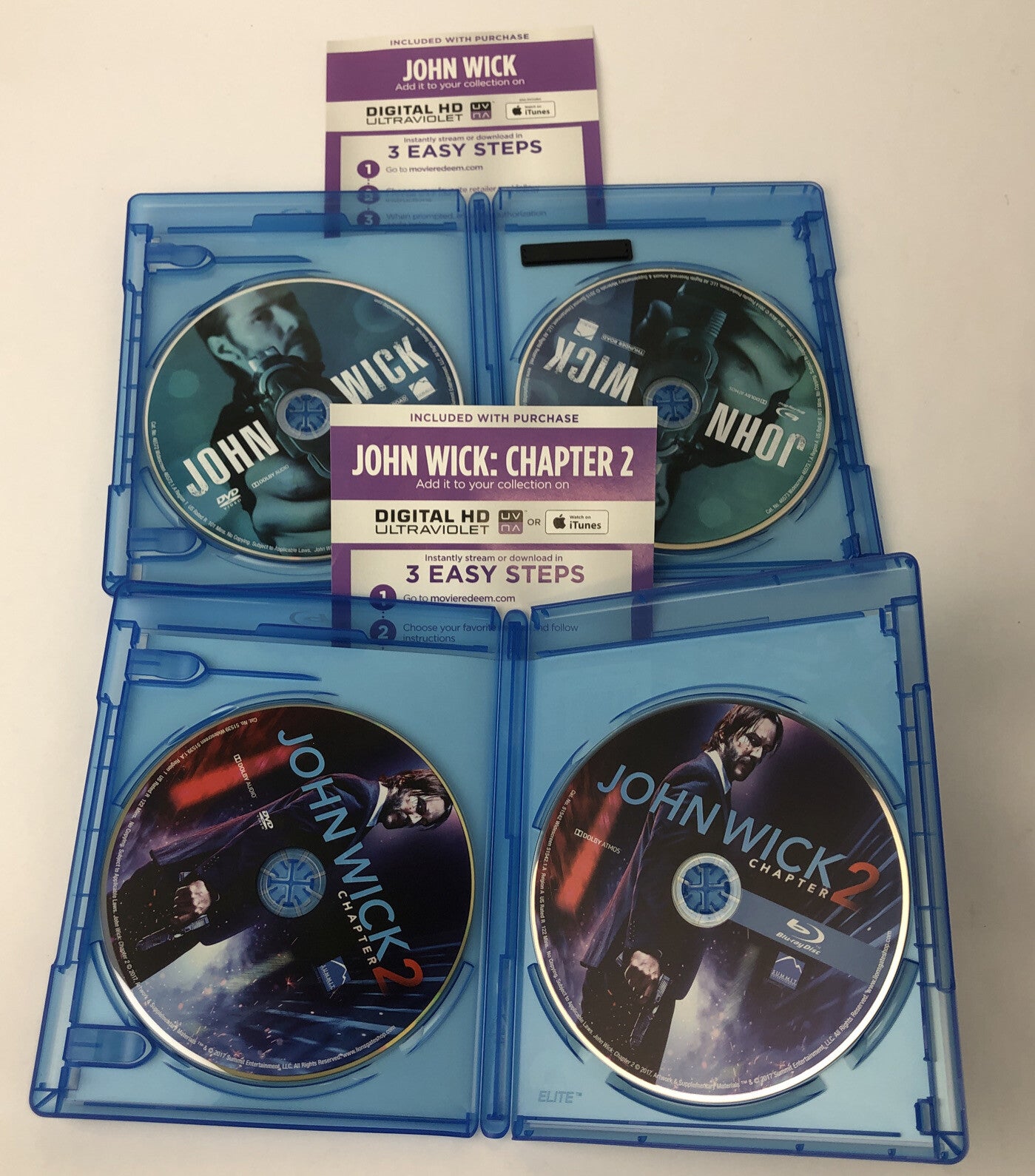 John Wick Keanu Reeves Movies Series 1 Chapter 2 ~ Blue Ray DVD Set Mint Discs
