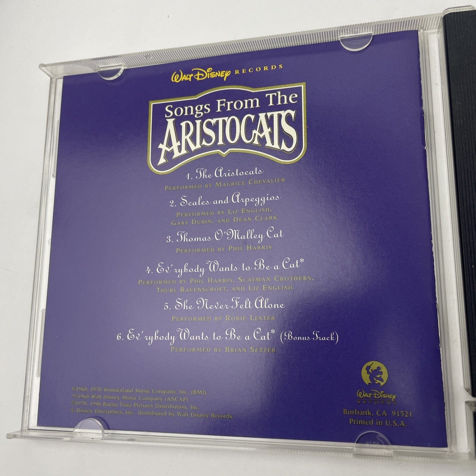 Songs From The Aristocats Walt Disney Recordings Audio CD By Robert B Sherman #1