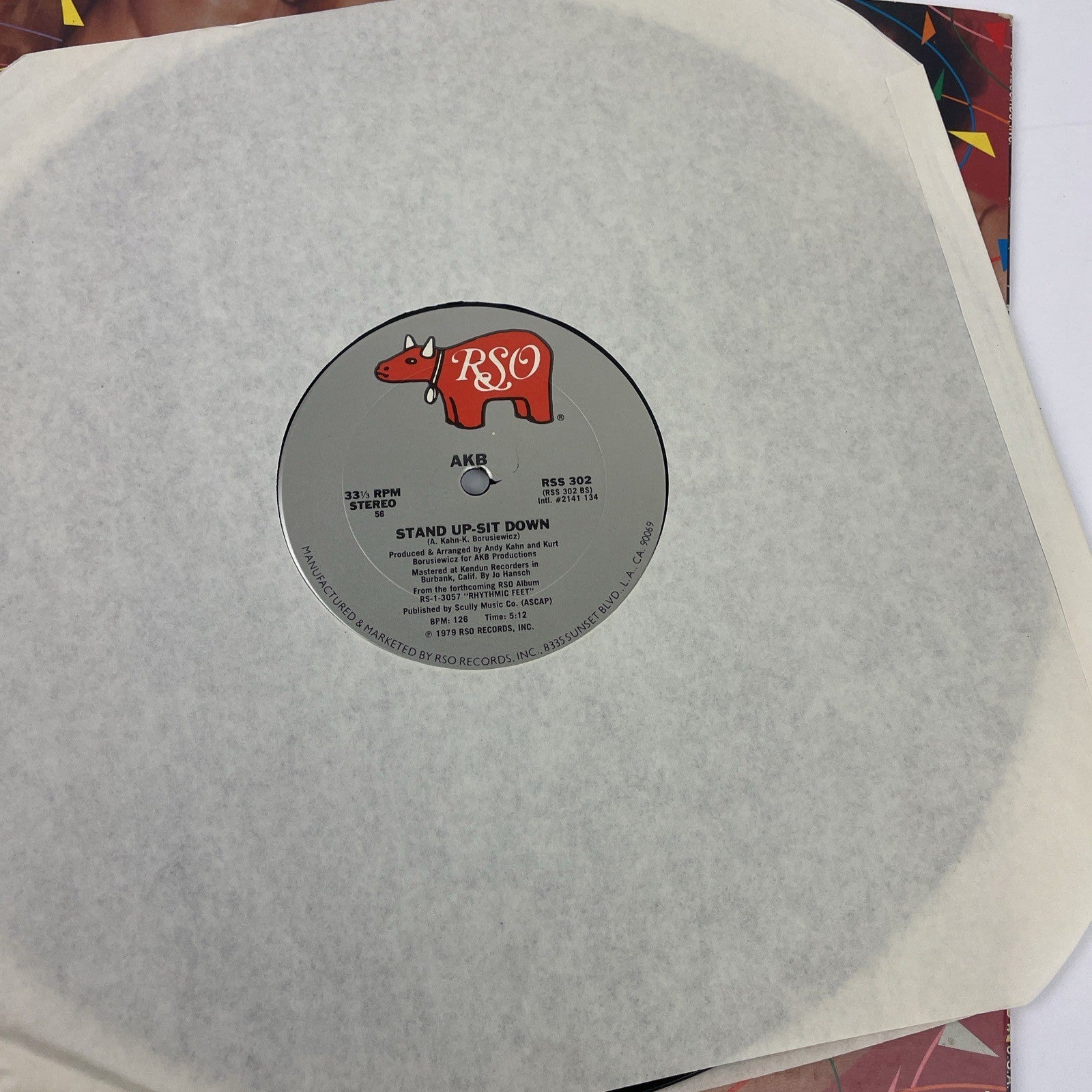 AKB STAND UP-SIT DOWN 12" DISCO RECORD 1979 RSO RECORDS WHITE LABEL DJ PROMO