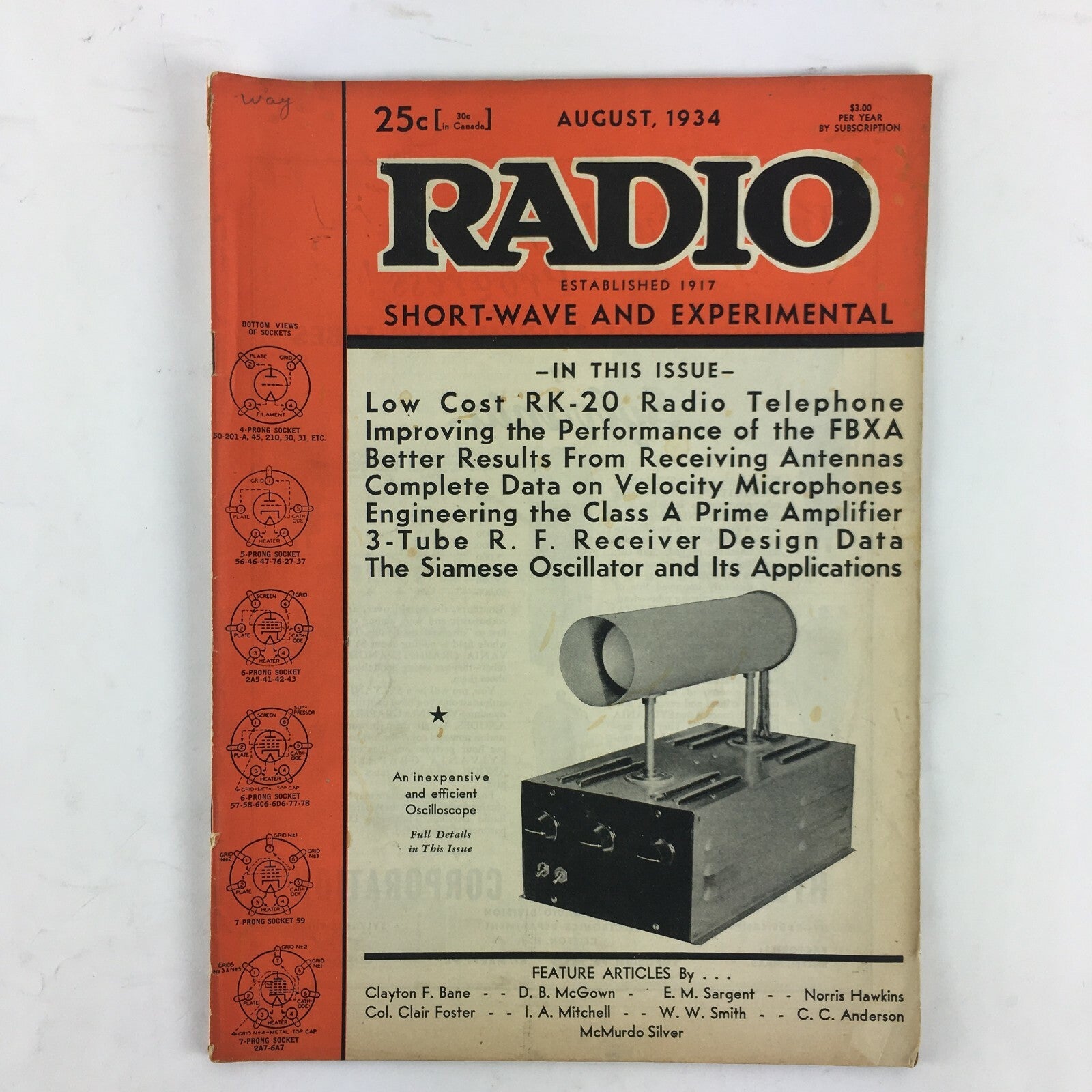 August 1934 Radio Magazine Low Cost RK-20 Radio Telephone Siamese Oscillator