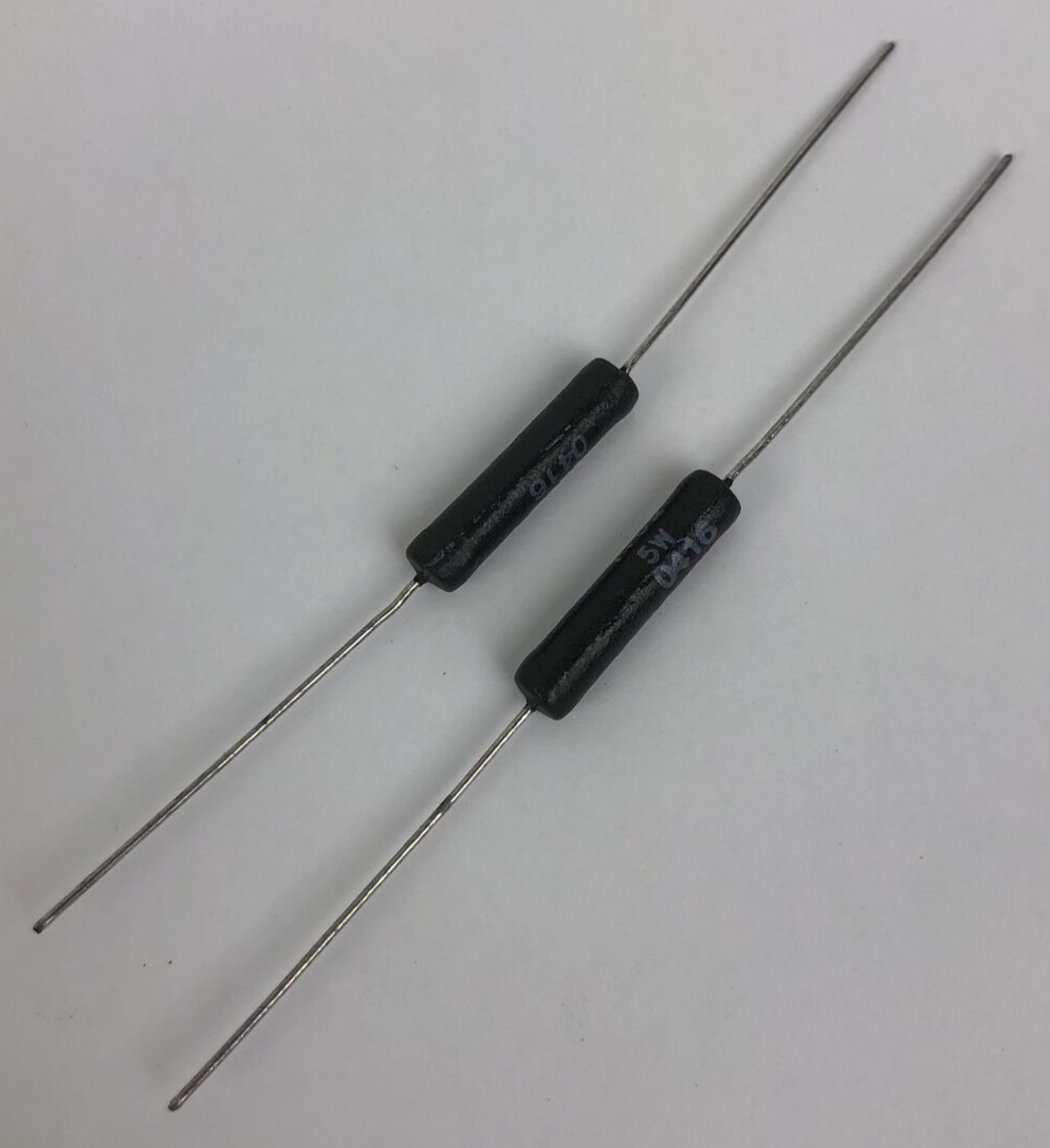 Lot of 2 x Ohmite 95J1R0 1 Ohm 5 Watt Wirewound Power Resistors 5W - LOOK