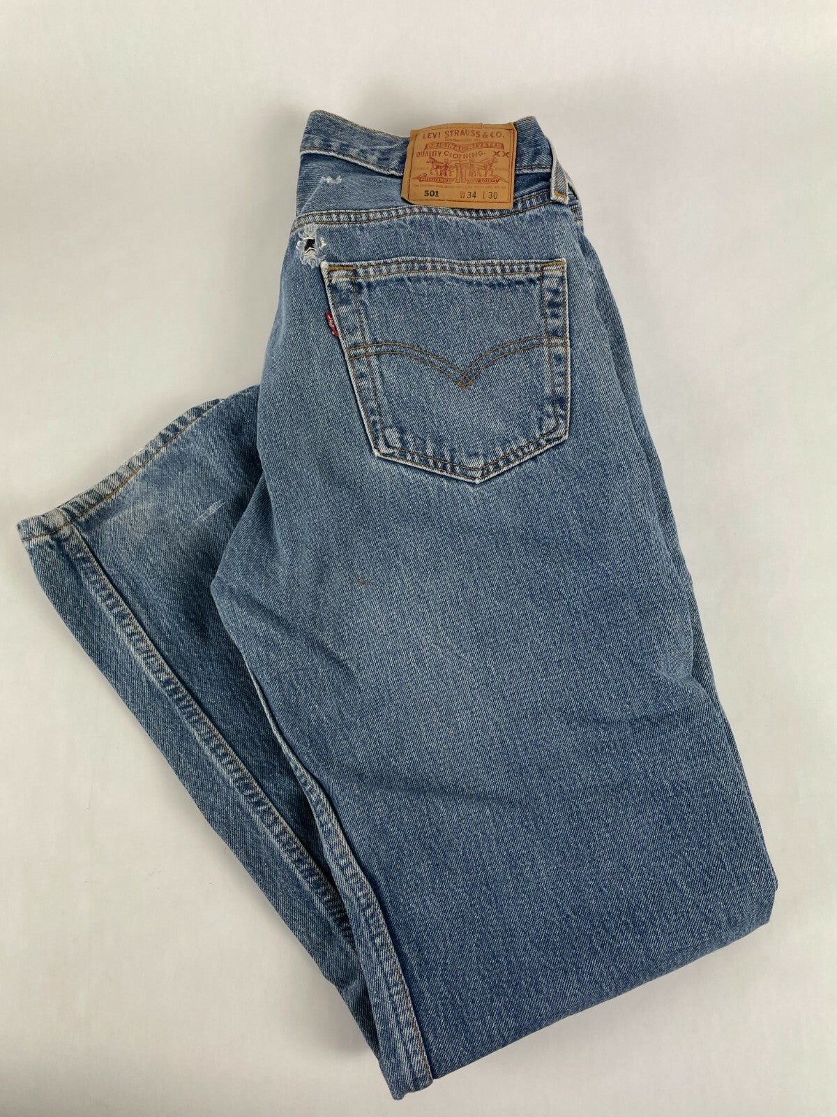Levi's Men's Light Blue 501 Regular Fit Straight Leg Jeans Size W 34 L 30