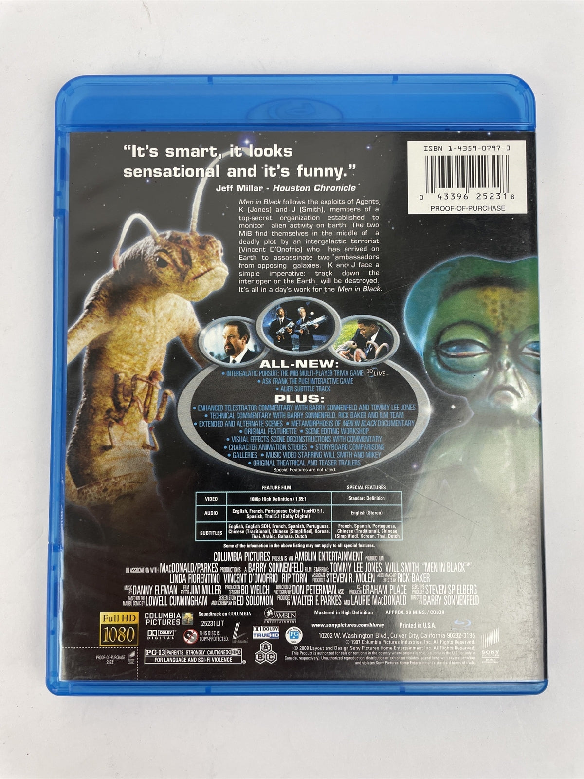 Men in Black [Blu-ray Video ] Mr. Jones Mr. Smith VGC