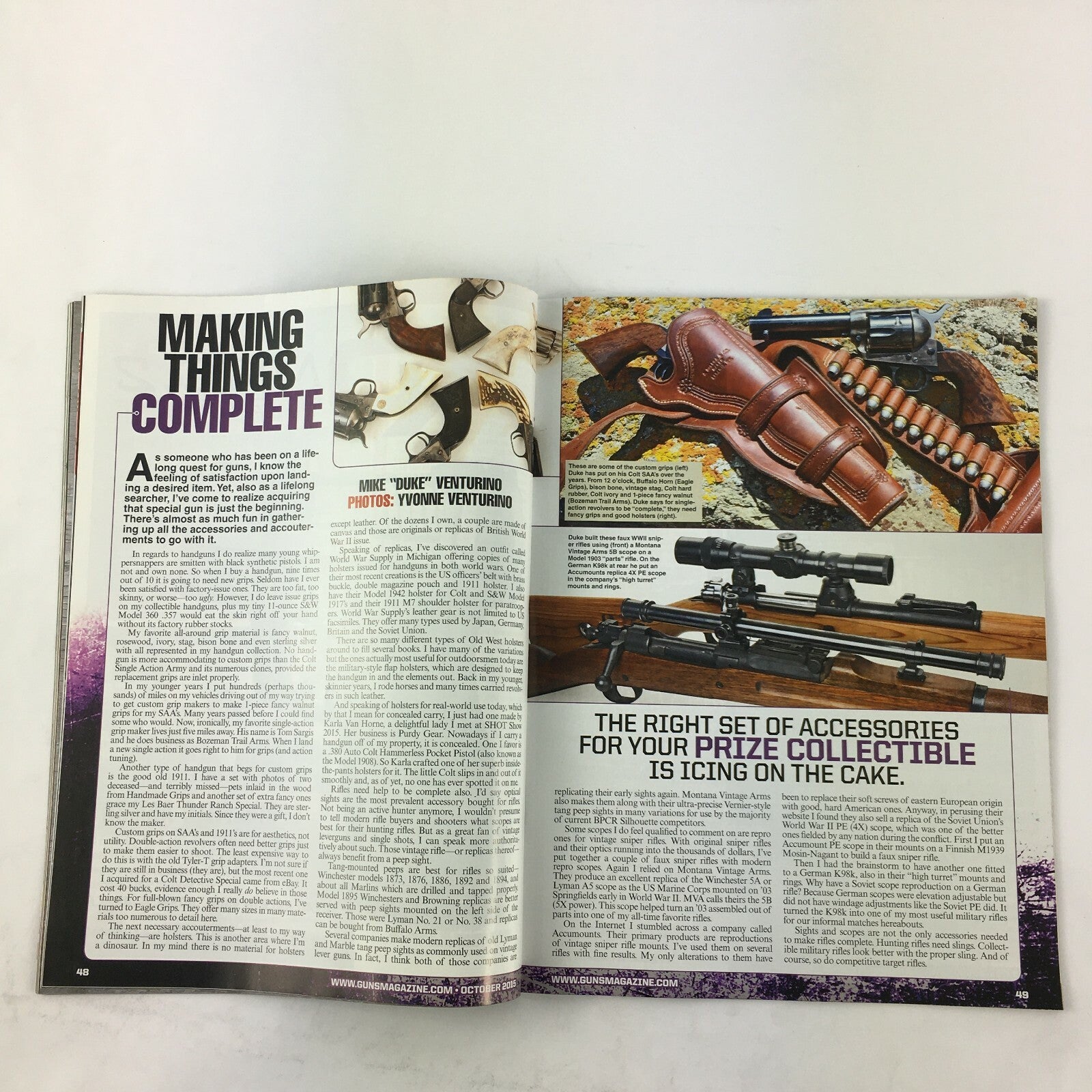 October 2015 Guns Magazine Kimber 1911Winchester 73 .44-40 Taurus Curve .380 ACP
