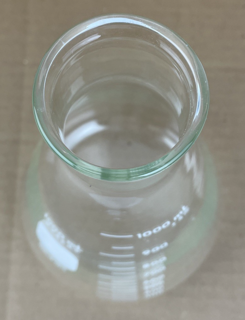 PYREX 1000mL Erlenmeyer Flask No. 4980 Stoper # 9 USA Laboratory Glass