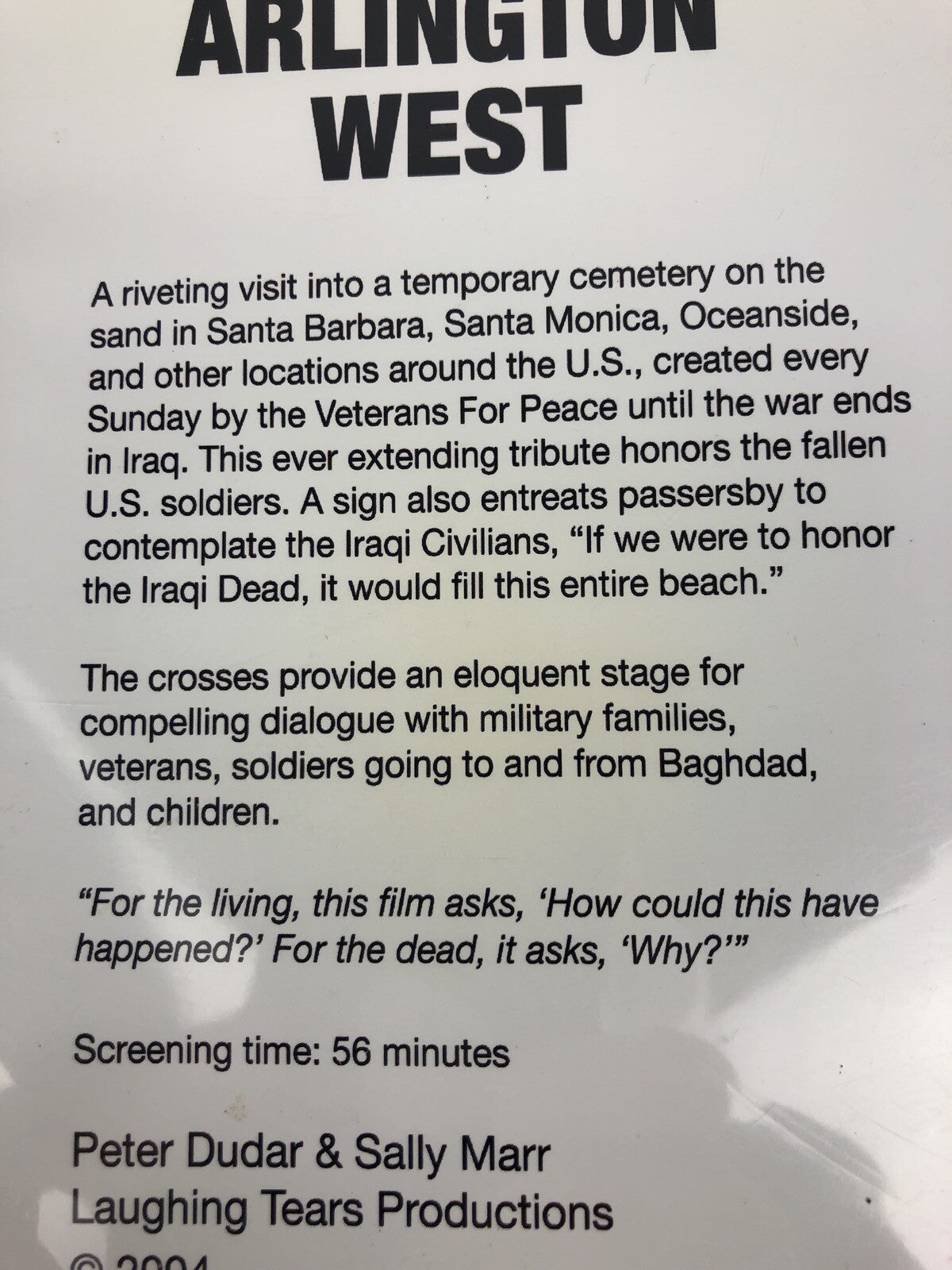 ARLINGTON WEST DVD/LAUGHING TEARS PRODUCTIONS - Temporary Cemetery Docummentary