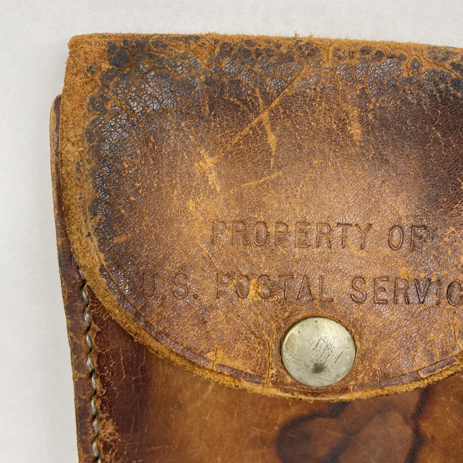 Vintage U.S. Postal Service Brown Leather Belt Mail Carrier Pouch 6"x4" USA