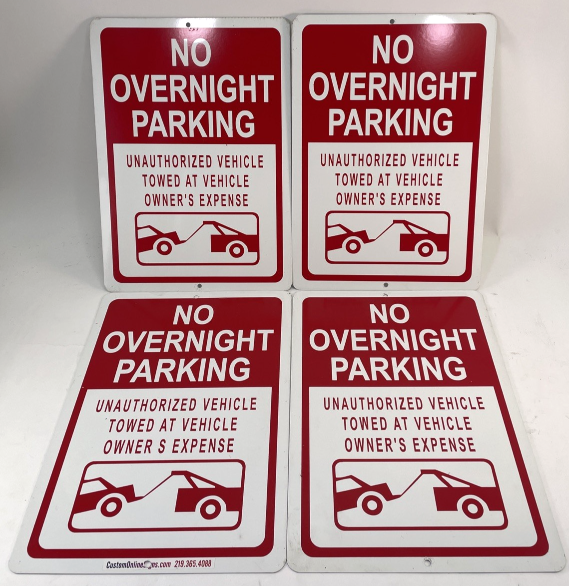 No Overnight Street Parking Violators Will Be Towed Metal Parking Sign 14" x 10"