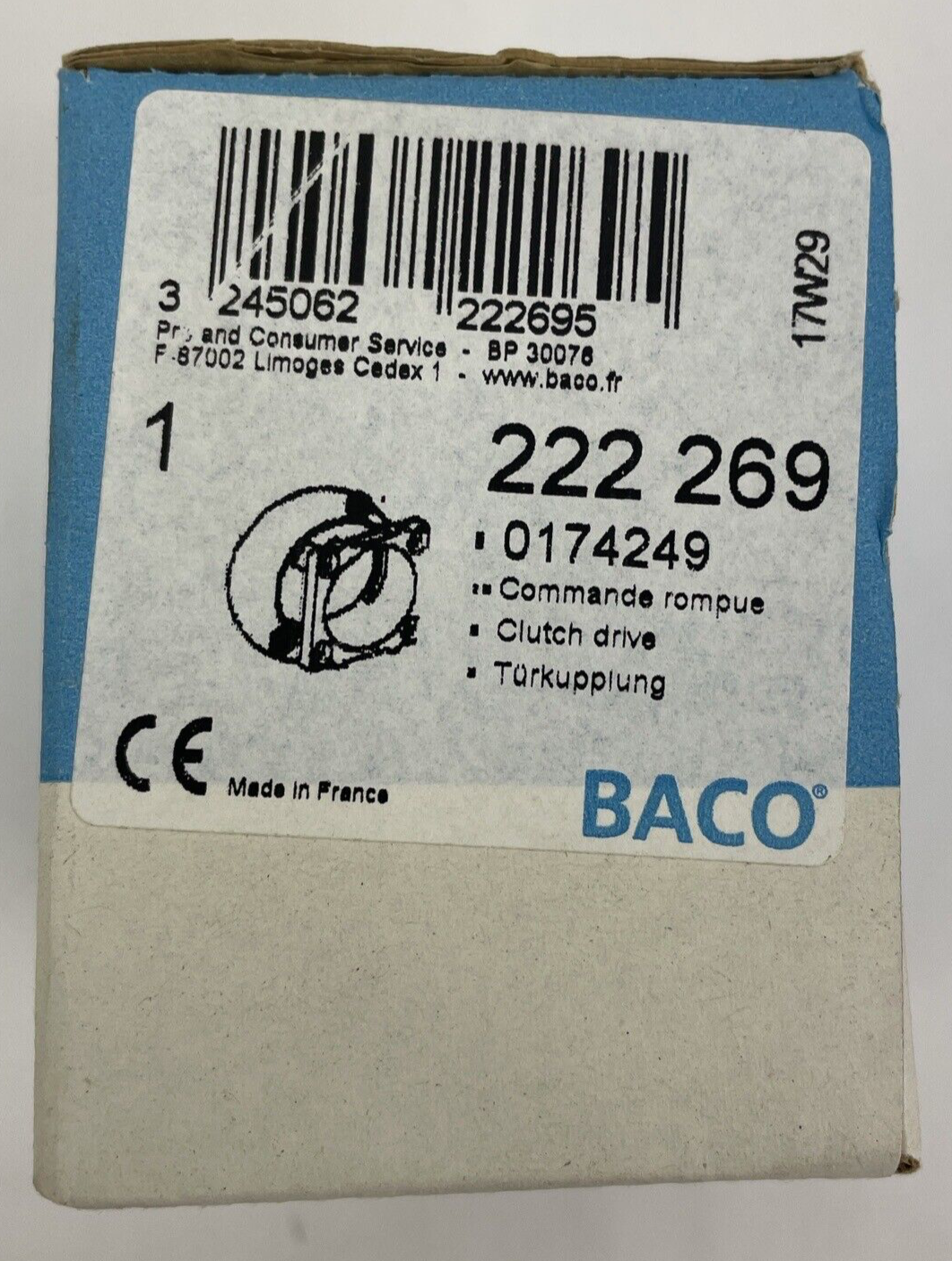 OEM Baco 222 269 Clutch Drive 0174249 * Made in France - Baco Industries