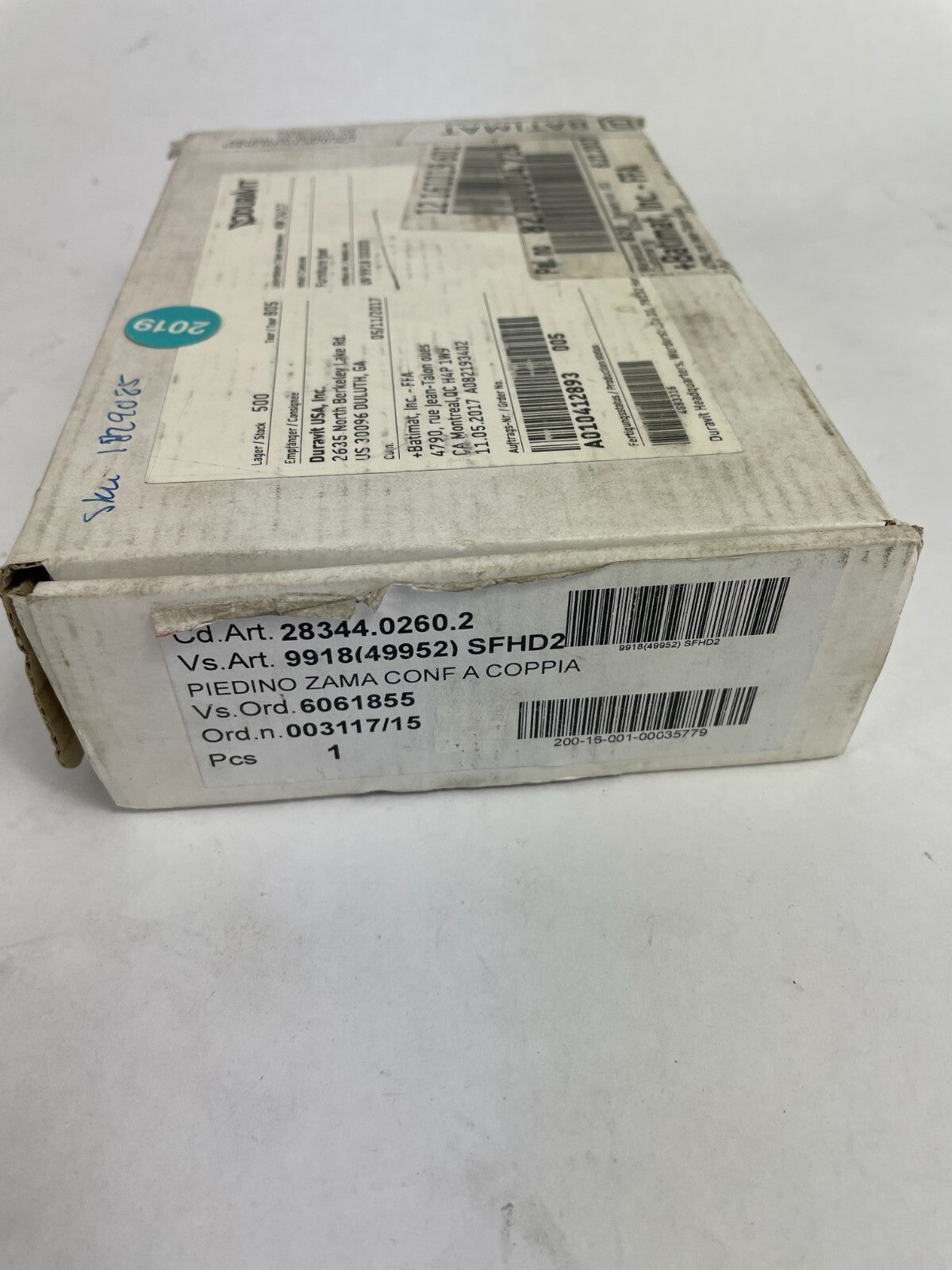 Duravit Faucet 1829085 Piedino Zama Confa A Coppia 28344.0260.2