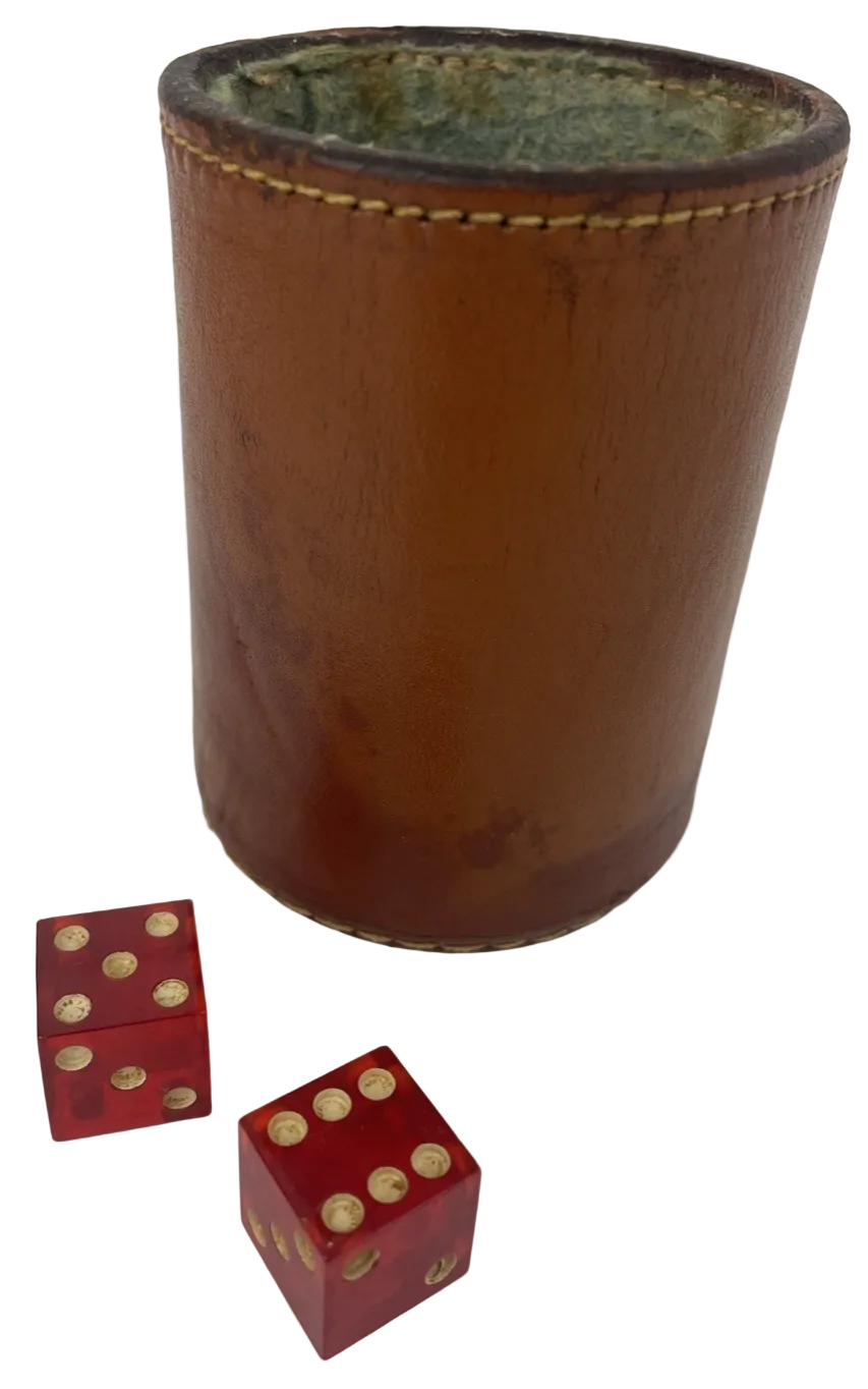 Vintage Stitched Leather Dice Shaker Cup for Games Yahtzee Cee-Low