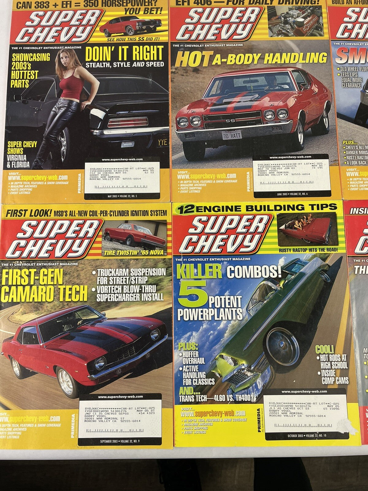 Lot of 12: SUPER CHEVY MAGAZINES Complete Full Set 12 issues Jan to Dec 2003