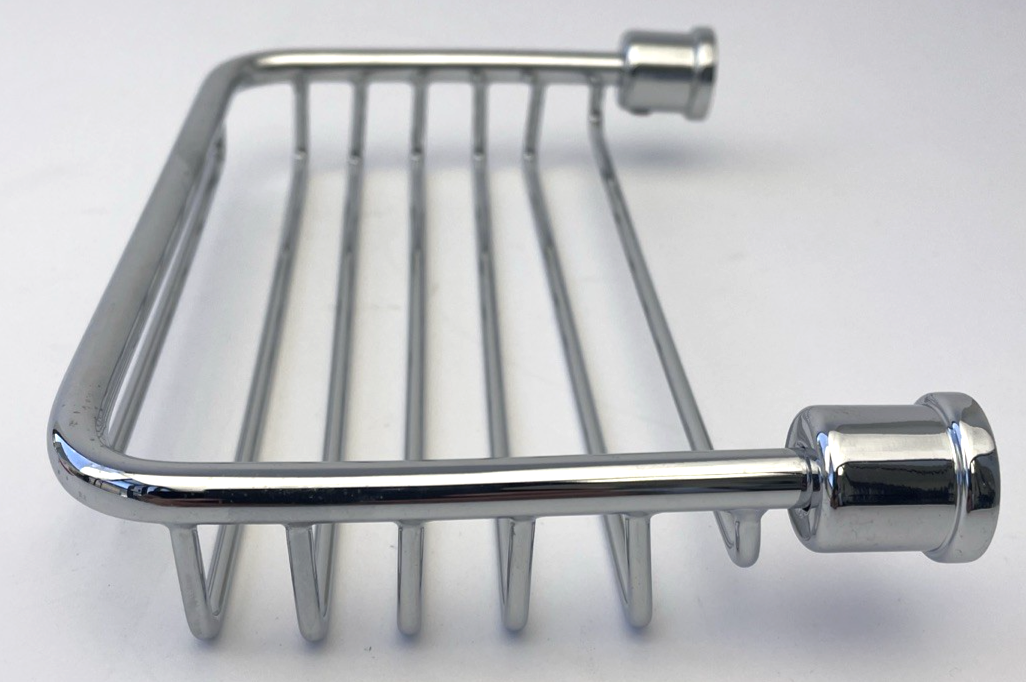 SONIA Designer Wall Mount Bathroom Soap Dish Chrome Wire Basket Square 6" x 4"