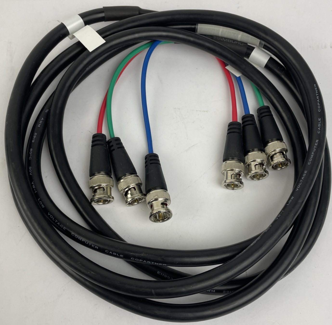 3 x BNC Male Quick Connect to 3 x BNC Male Quick Connect Splitter Cable 4' Long