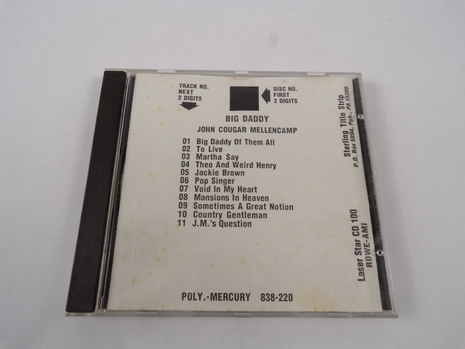 John Cougah Mellencamp Big Daddy  Mercuny  Big Daddy Of Them All To Live CD#59