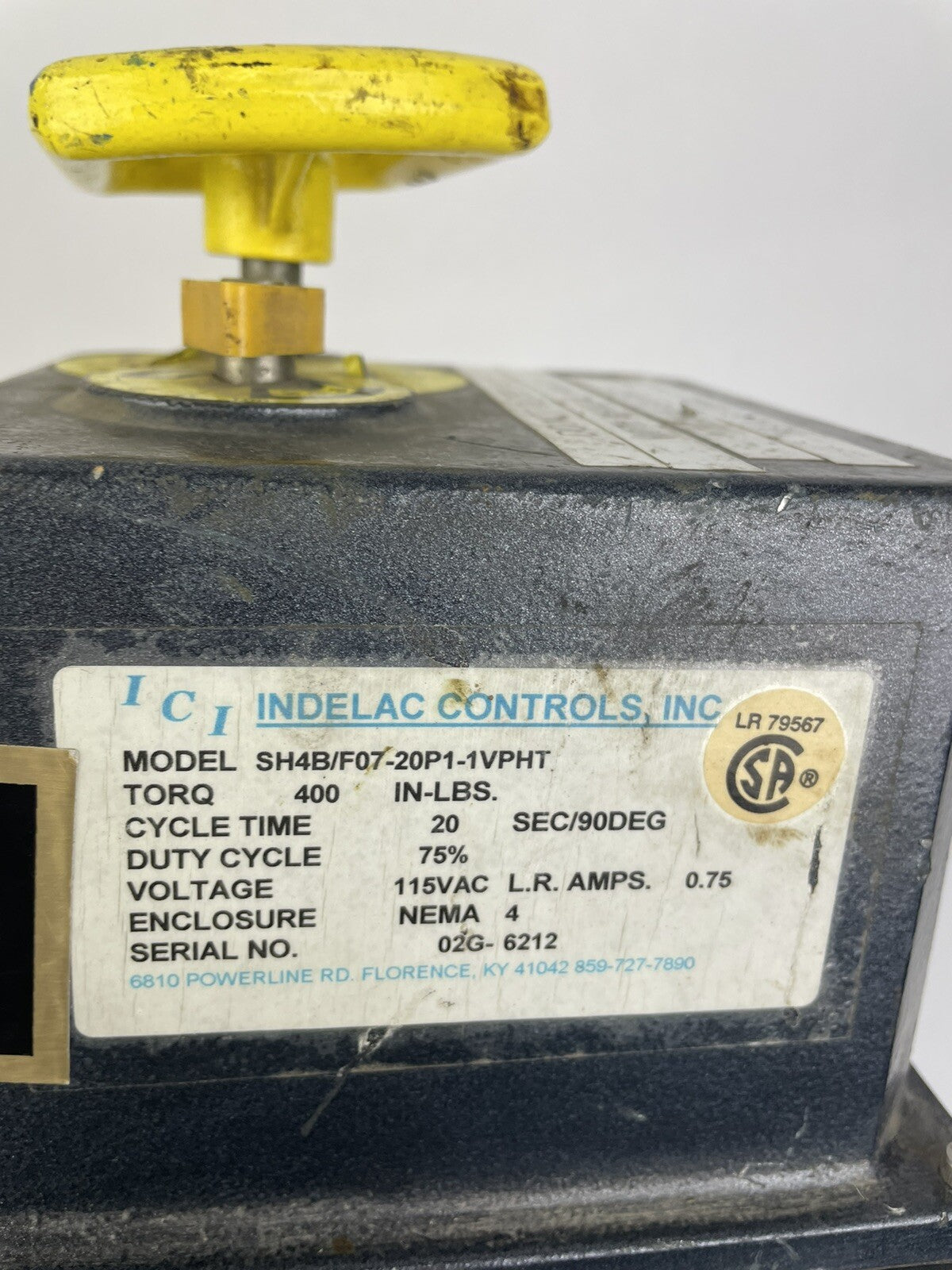 INDELAC CONTROLS TORQUE ELECTRIC ACTUATOR 400 IN LBS 115 VAC