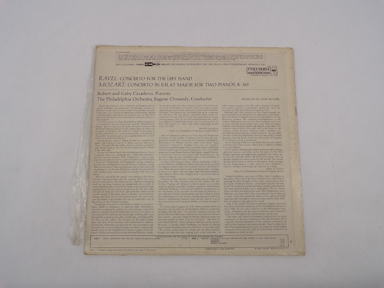 Eugene Ormandy The Philadelphia Orchestra Robert Casadesus Ravel: Concerto For