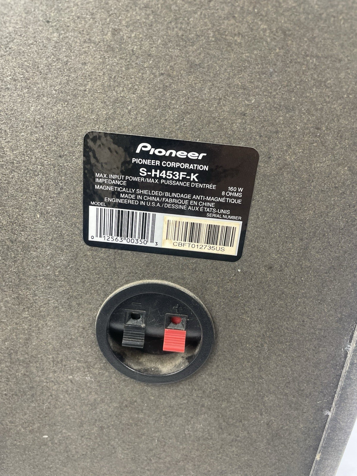 Pioneer S-H453F-K Stereo Tower Speaker Pair 3-Way 100W 8 Ohm