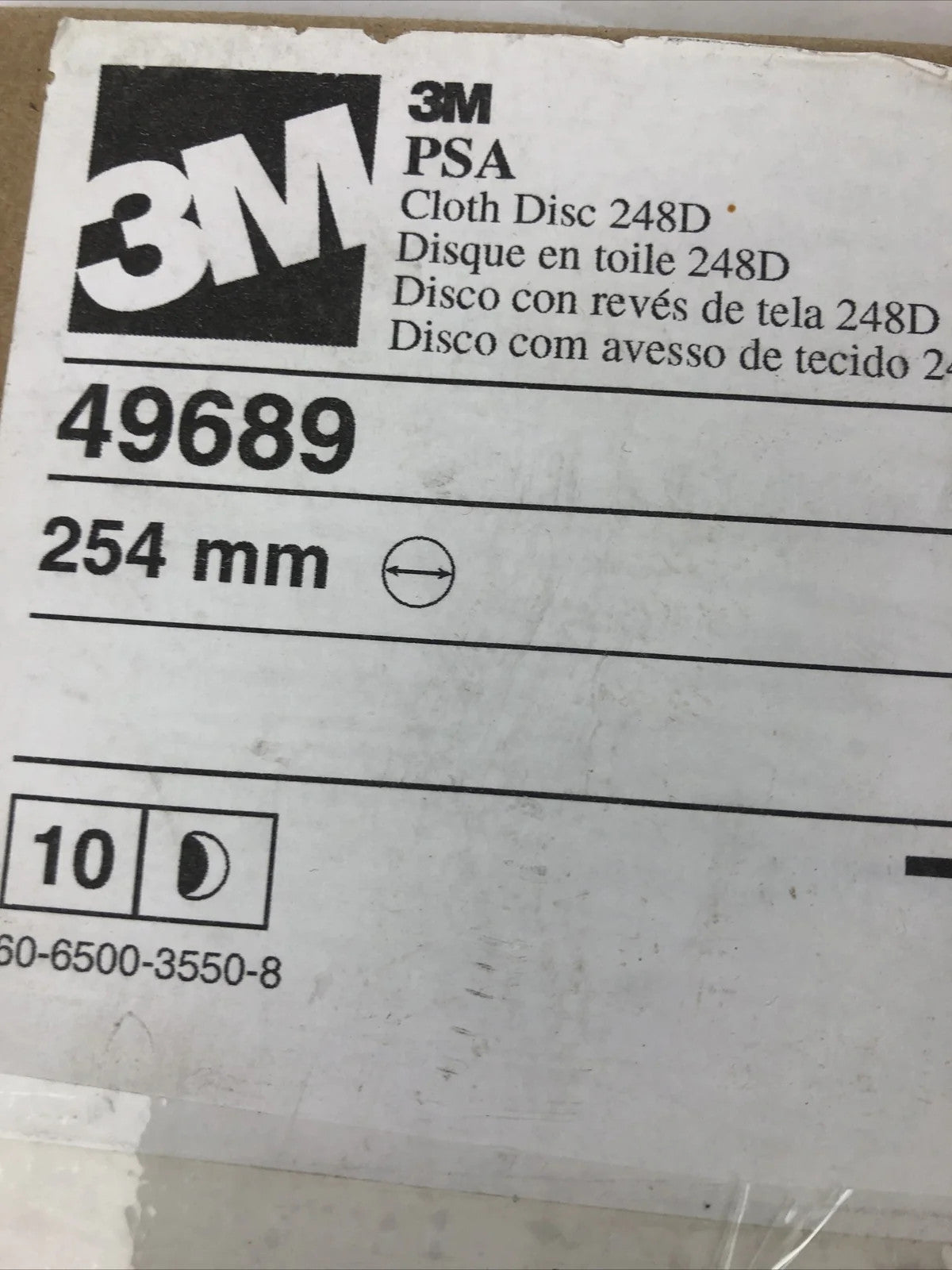 3M™ PSA Cloth Disc 248D, 60 X-weight, 10 in x NH, Die 1000C, 12 per case