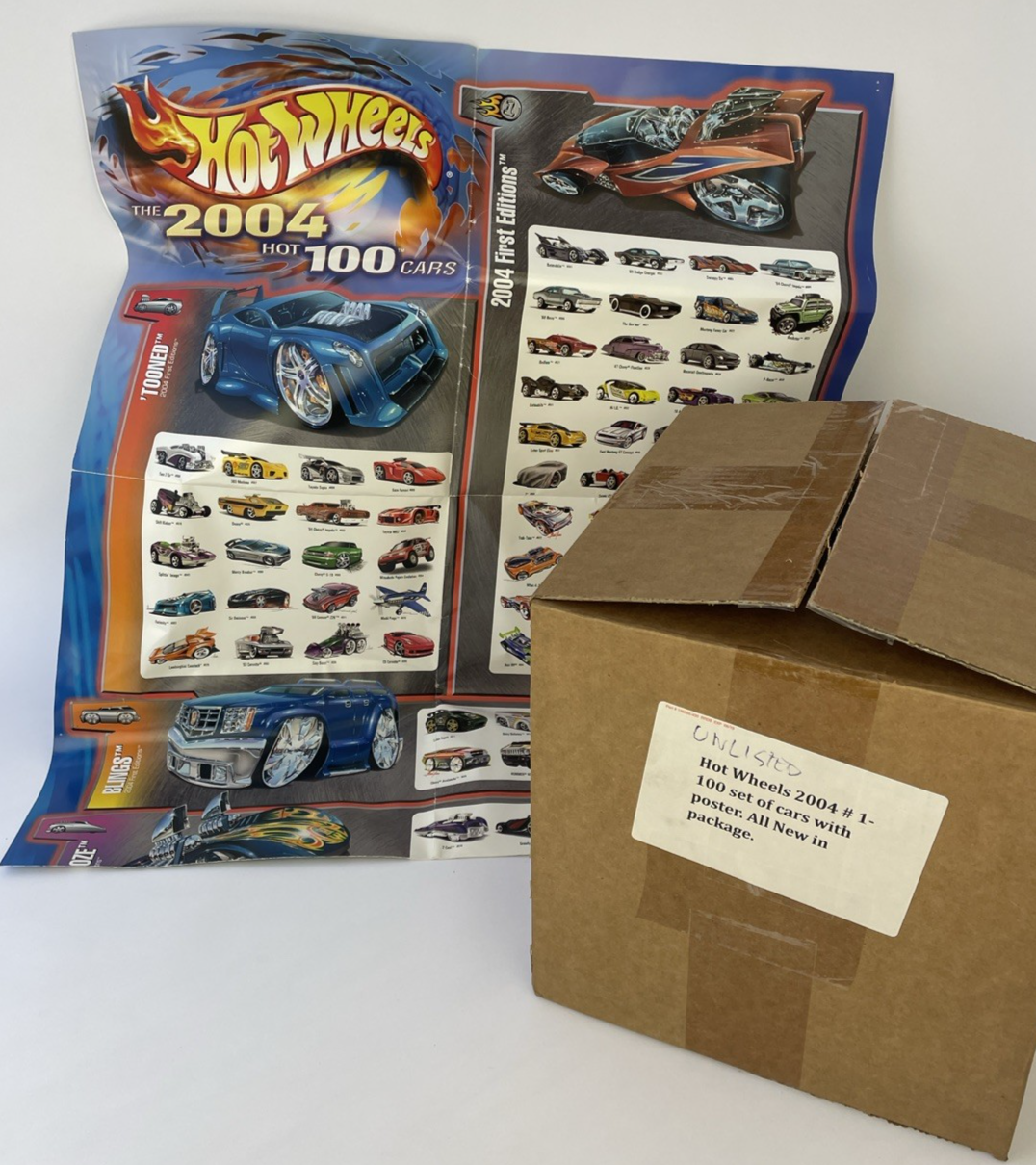 2004 Mattel Hot Wheels First Edition Complete Set (`1-100) With Huge Poster NIB