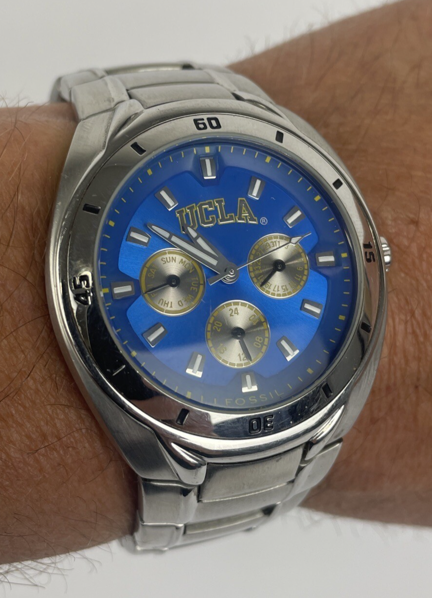 Fossil College Collection Series Multifunction Watch UCLA Bruins Blue Bezel