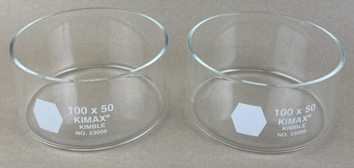 Set of 2 || KIMBLE KIMAX Crystallization Dish, 100 x 50mm, 170mL NO. 2300 10050