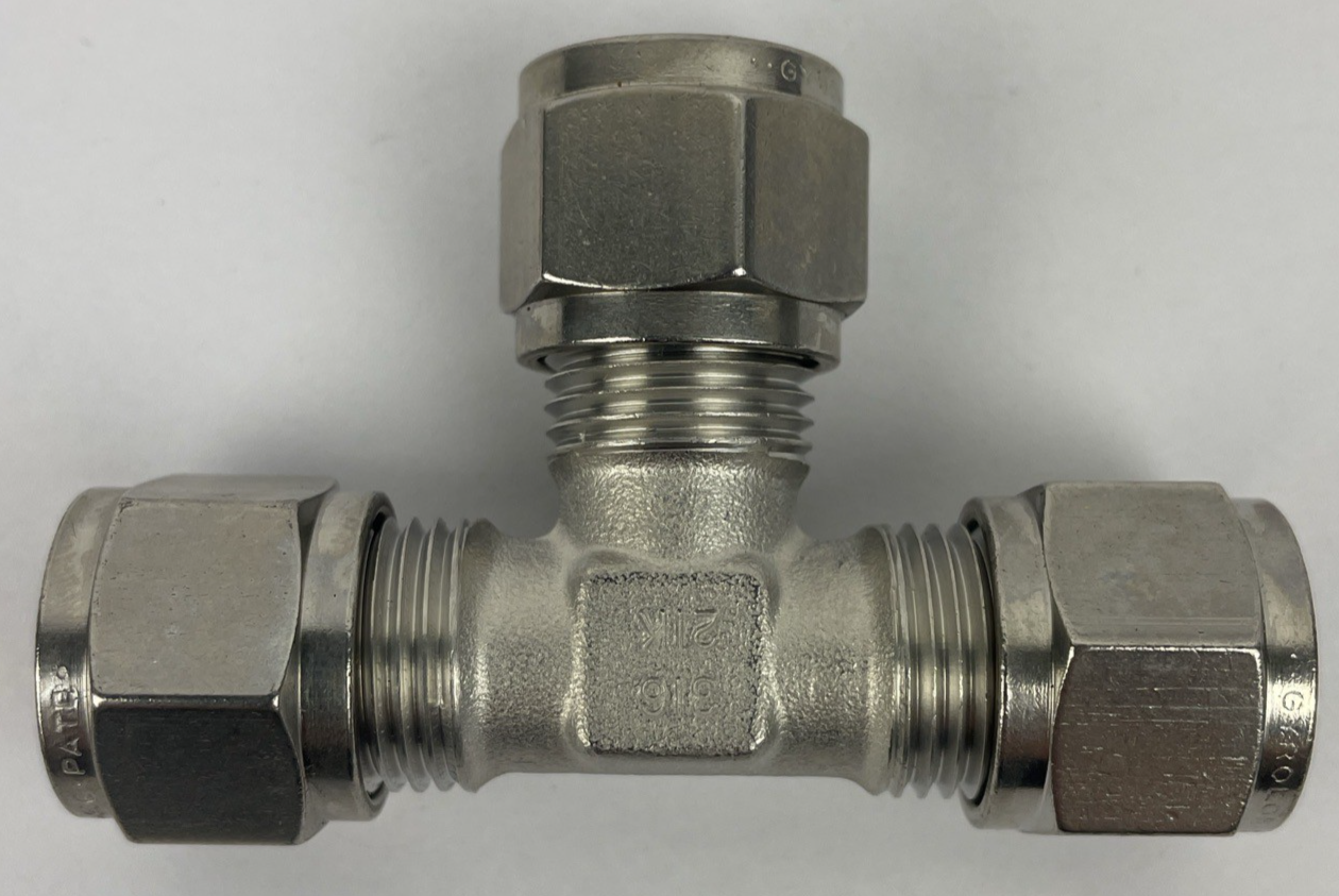 GYROLOK HOKE 1/2" OD TUBE COMPRESS TEE FITTING 316 GRADE STAINLESS STEEL 8TTT316