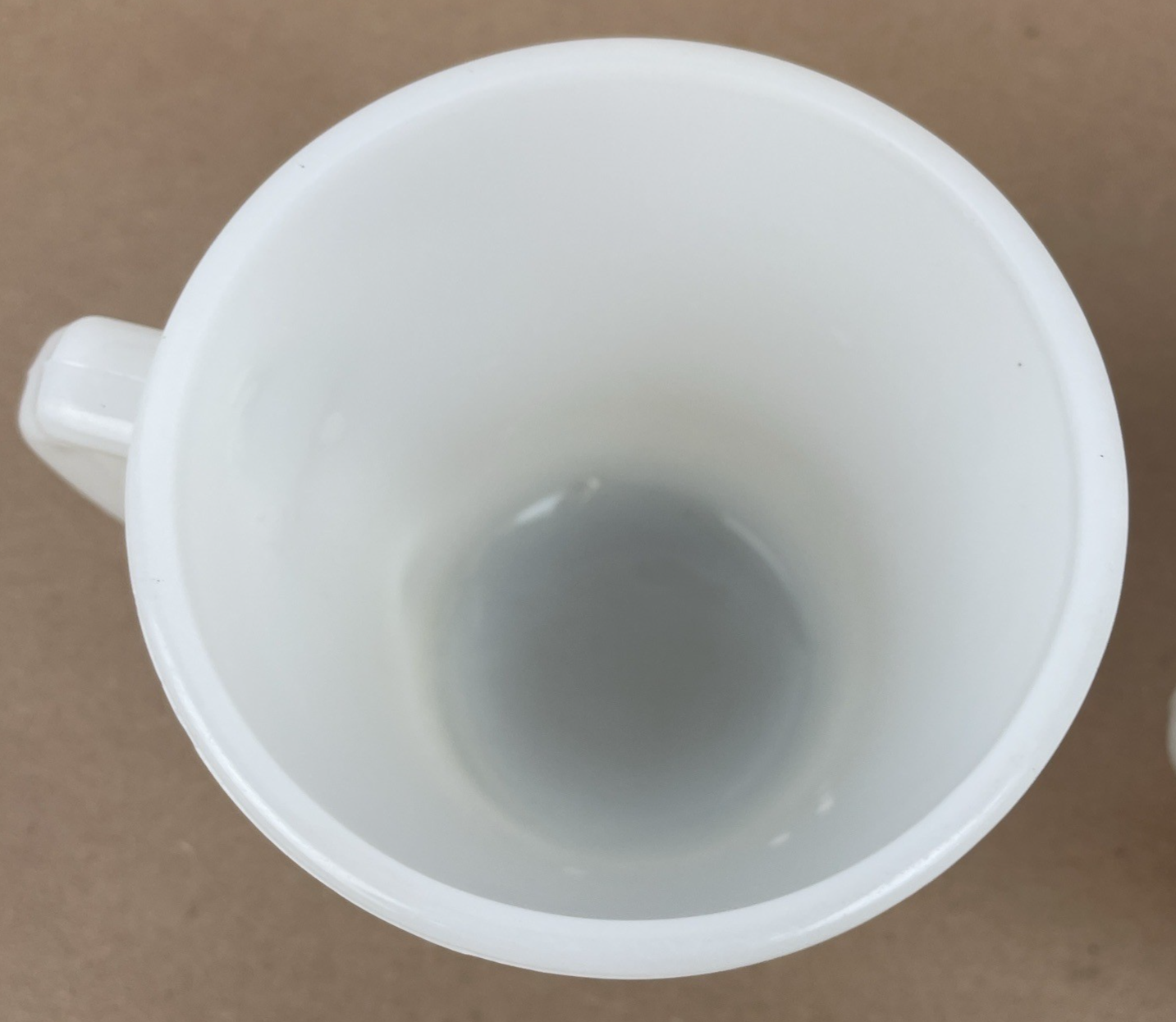 2 x Anchor Hocking Milk Glass D-Handle Oven Proof 14-1212 Coffee Mug Made In USA