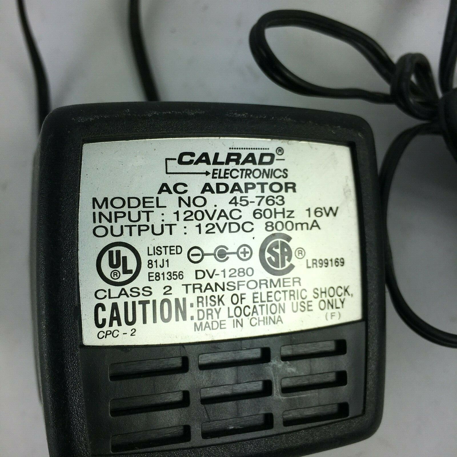 Genuine Calrad 45-763 Output 12 V  800mA Power Supply Adapter A28