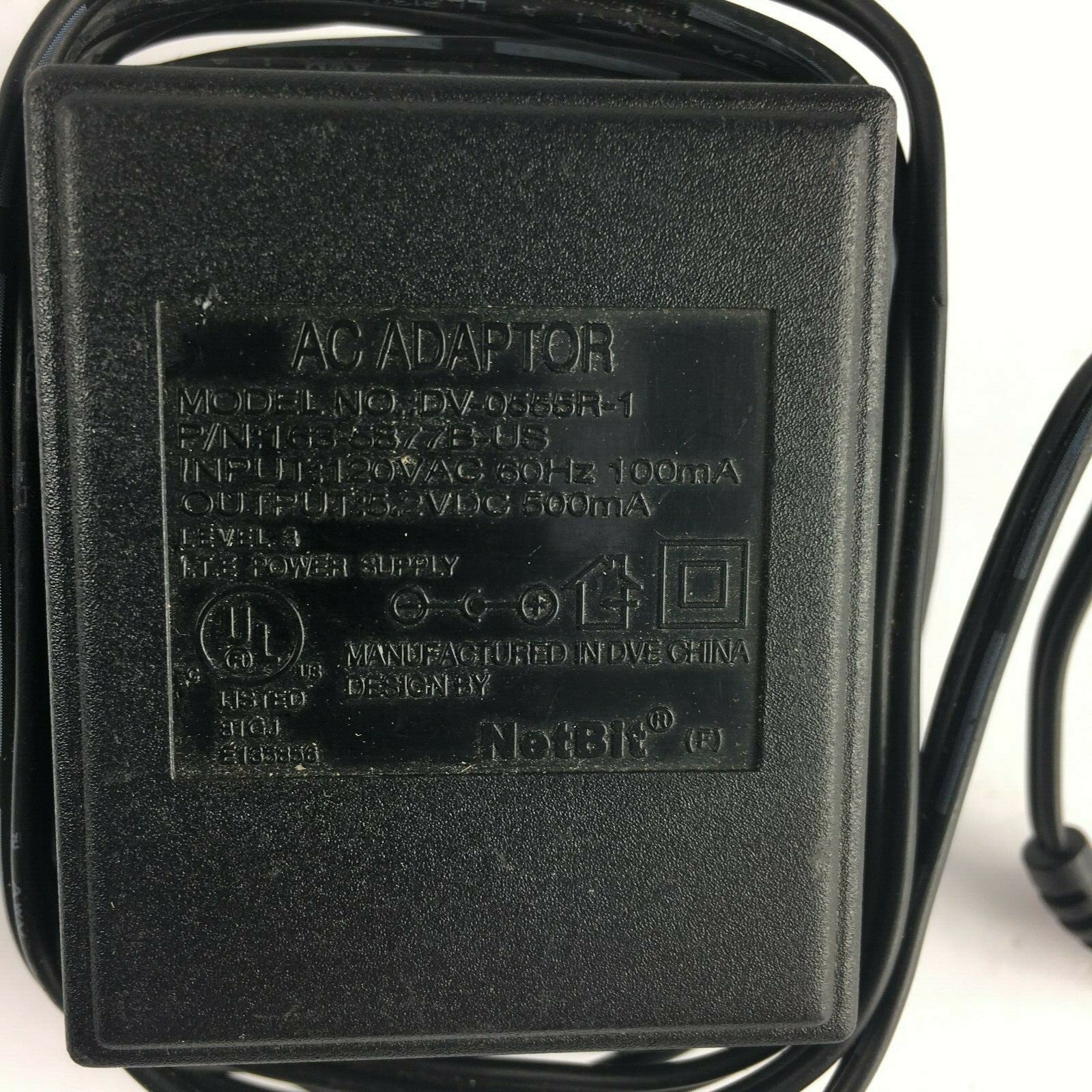 Genuine NetBit DV-0555R-1 Output 5.2V 500mA Power Supply Adapter A6