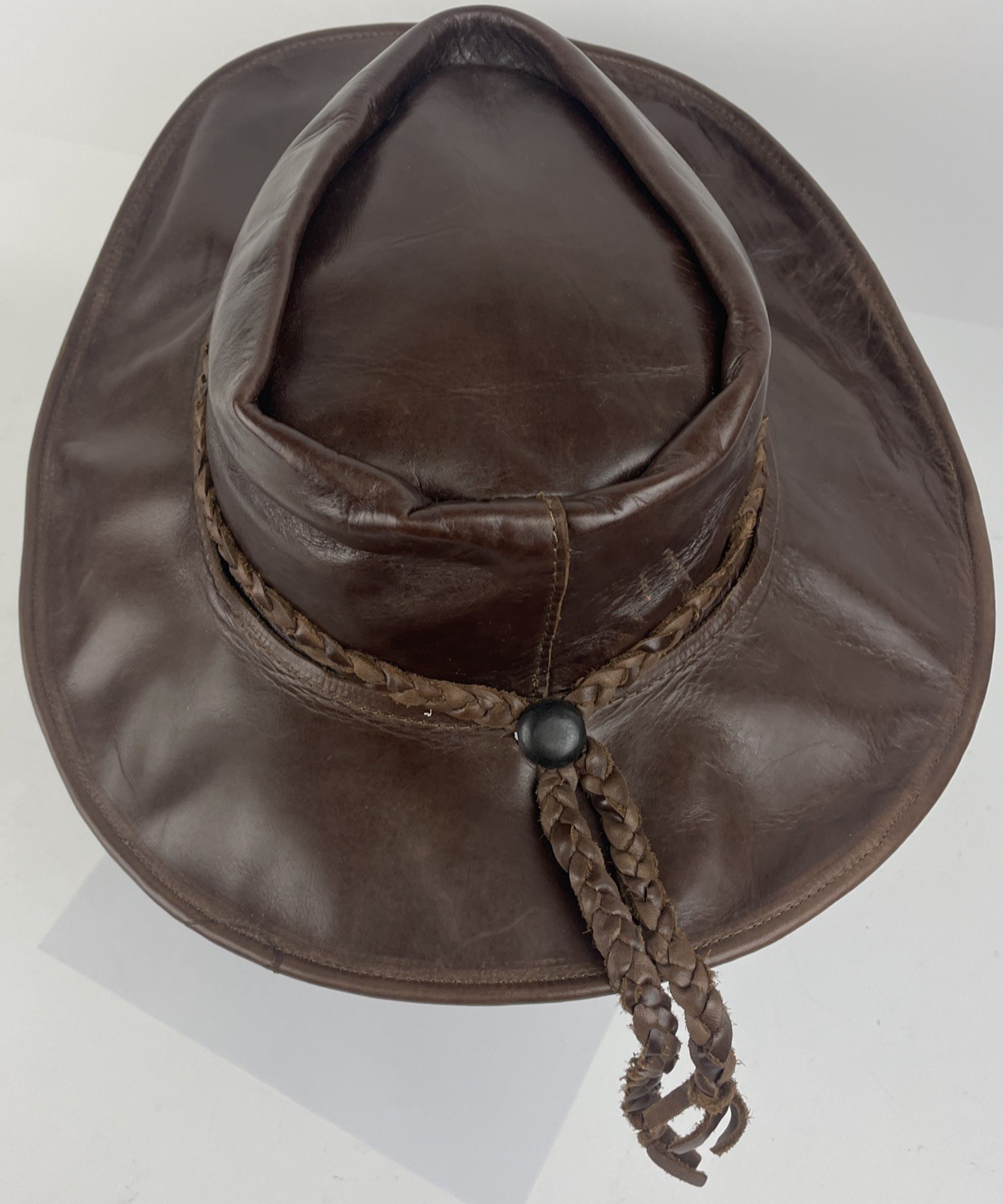 Genuine Handcrafted Thick Leather w Wire Vintage Western Cowboy Or Cowgirl Hat