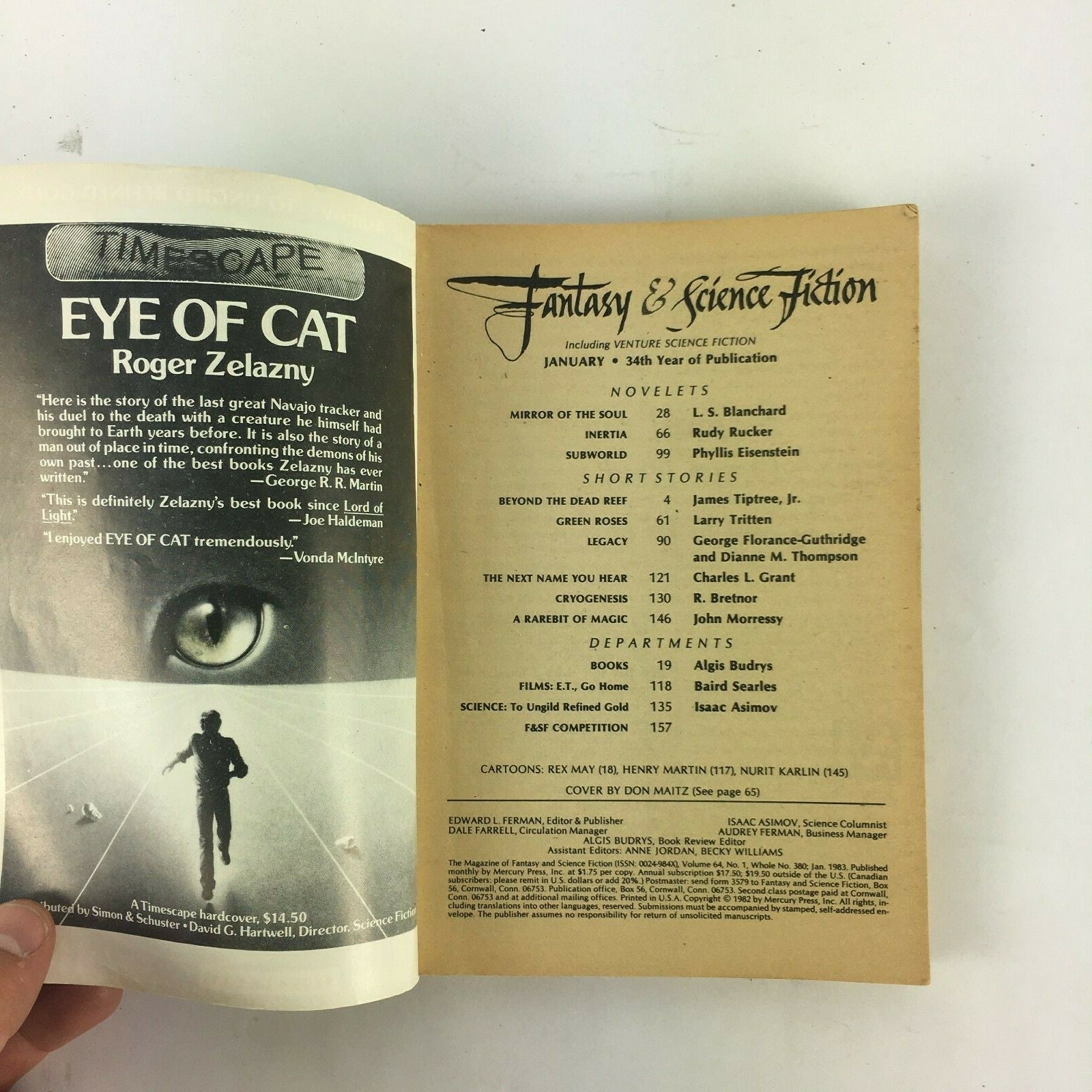 January Fantasy & Science Fiction James Tiptree JrPhyllis Eisenstein IsaacAsimov