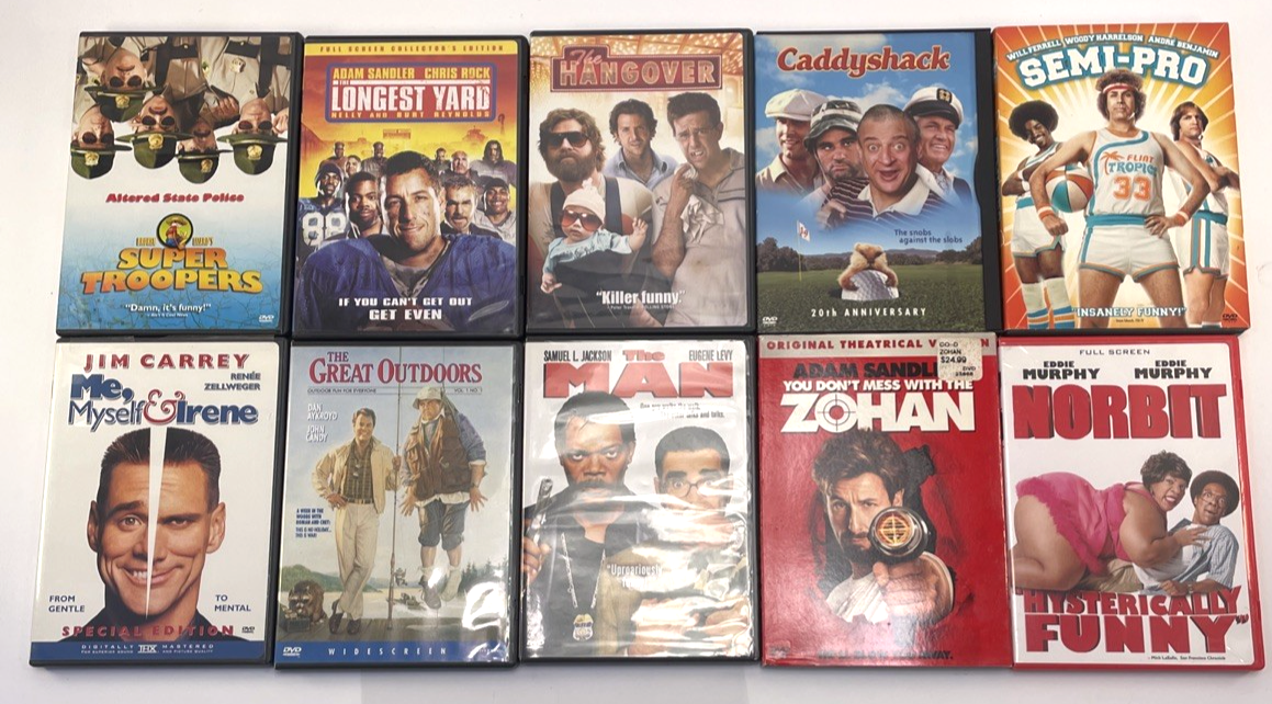 Comedy DVD Lot of 10 ZOHAN Caddyshack SEMI-PRO Super Troopers Hangover Norbit