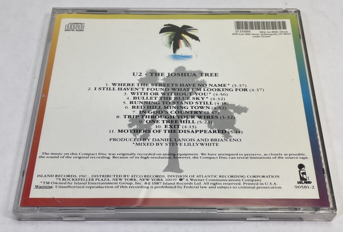 U2 : The Joshua Tree - Digital Audio CD 1987 Island Records