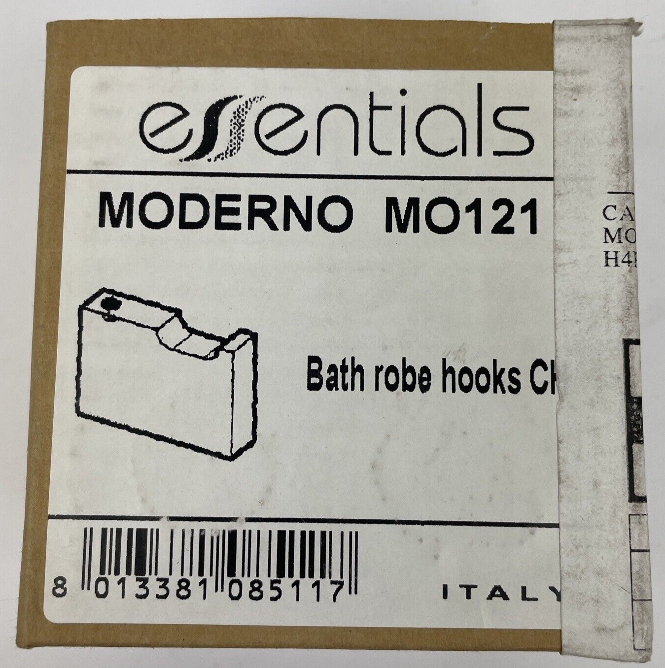 Designer essentials MO121 CH Bathroom Accessory Square Towel Single Robe Hook