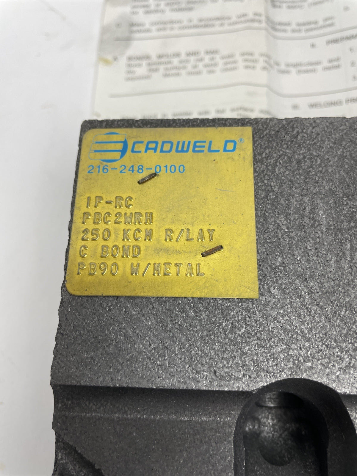 CADWELD Joint Bond Mold Pair Only Power 85-141 lb T-Rail 250 kcmil Stranded