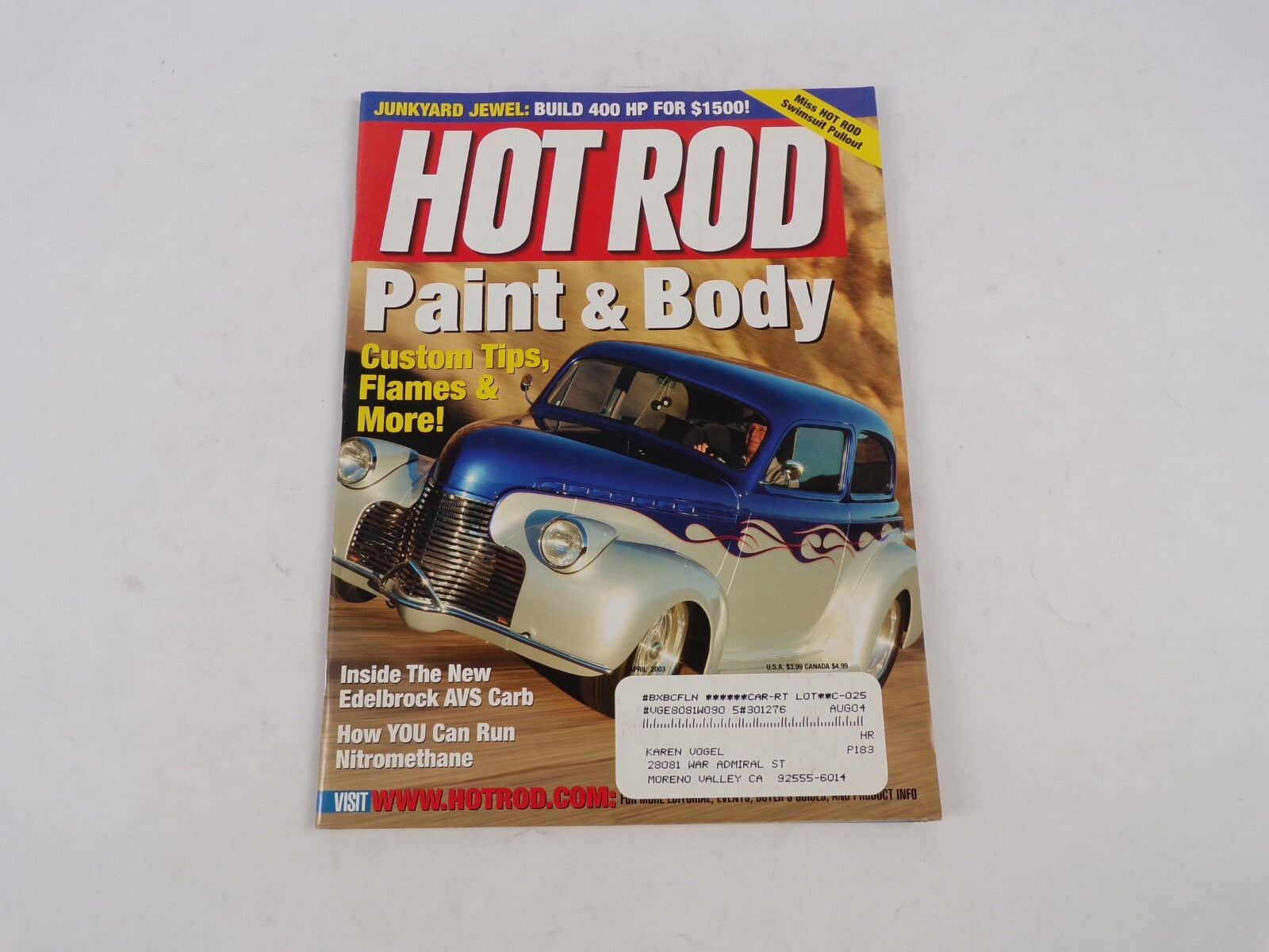 April 2003 Hot Rod Magazine Paint&Body Custom Tips, Flames&More! Inside The New