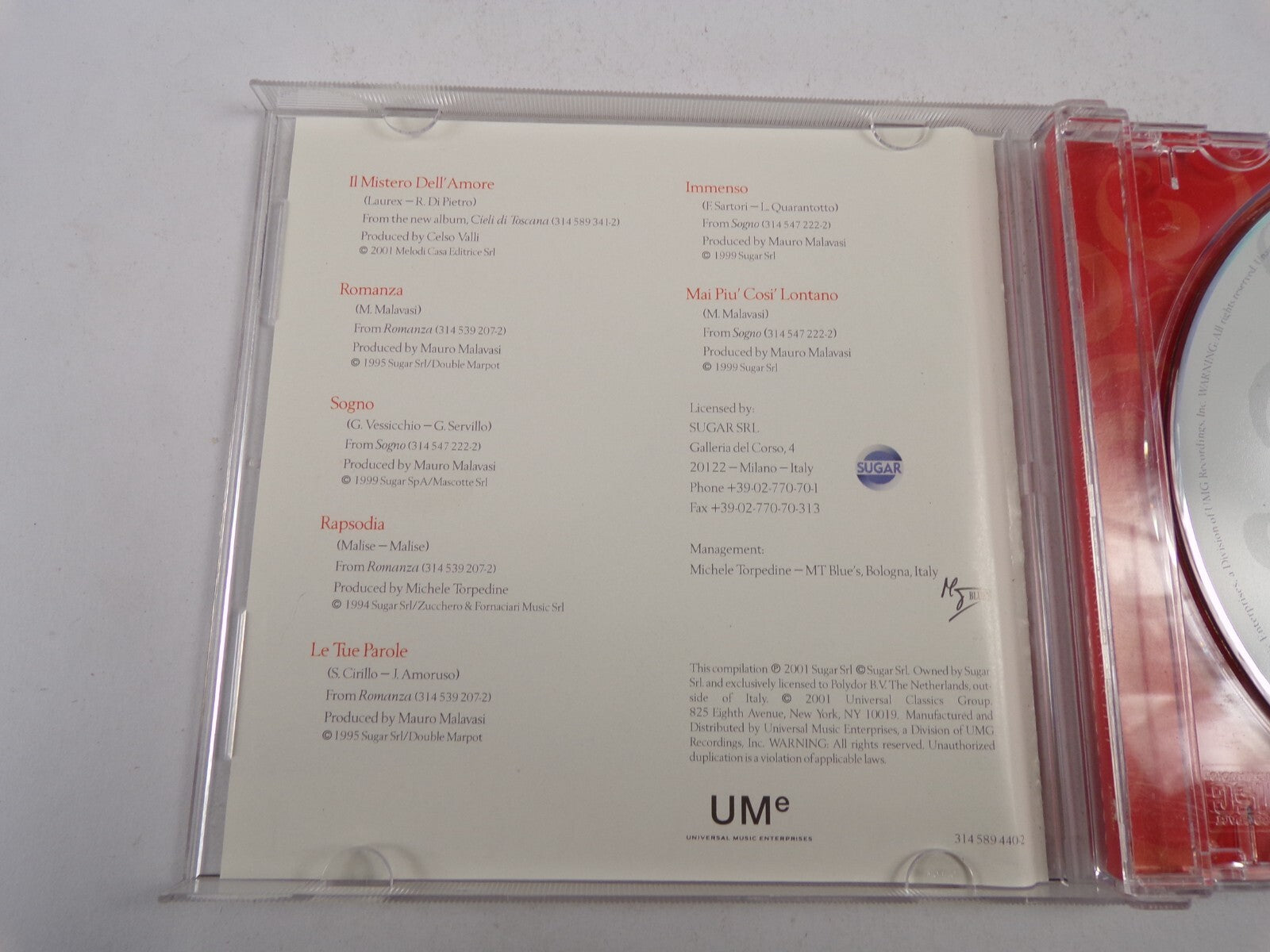 Victorias Secret Presents Mistero Dell Amore Andrea Bocelli Romanza CD#25