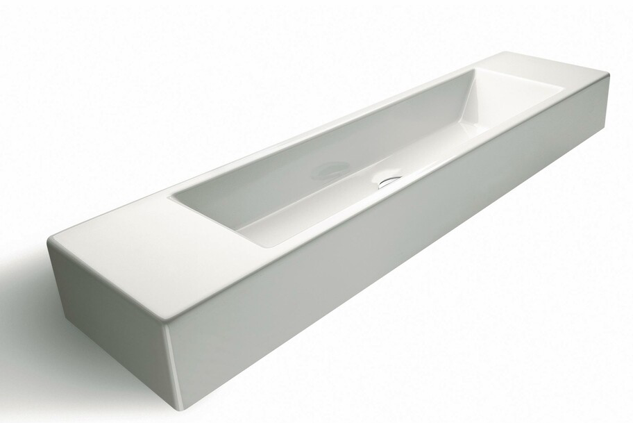 Catalano long rectangular wall mounted ceramic sink 39.5 inch modern bathroom basin white