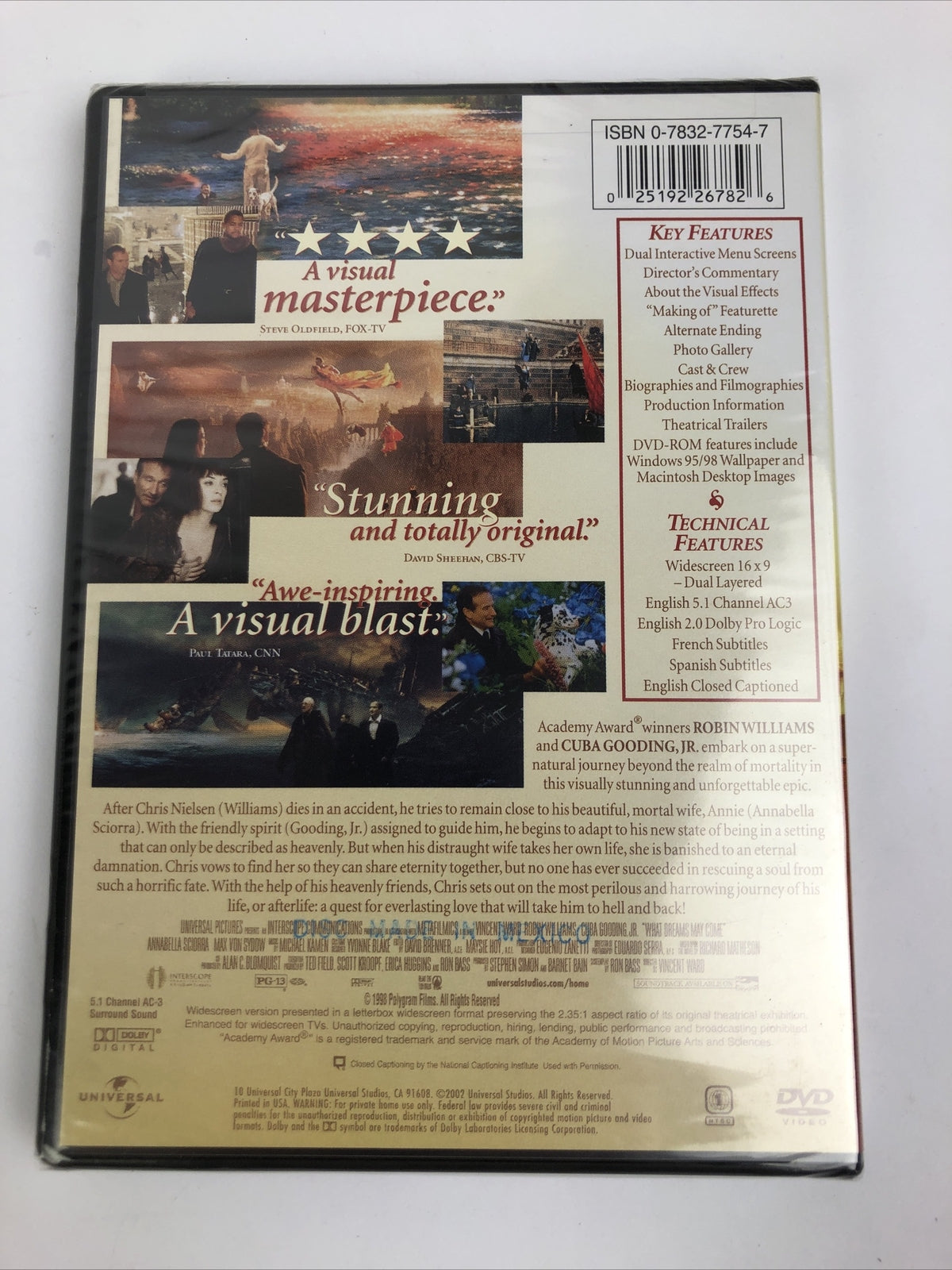 What Dreams May Come DVD Robin Williams Cuba Gooding Jr. Annabella Sciorra NEW