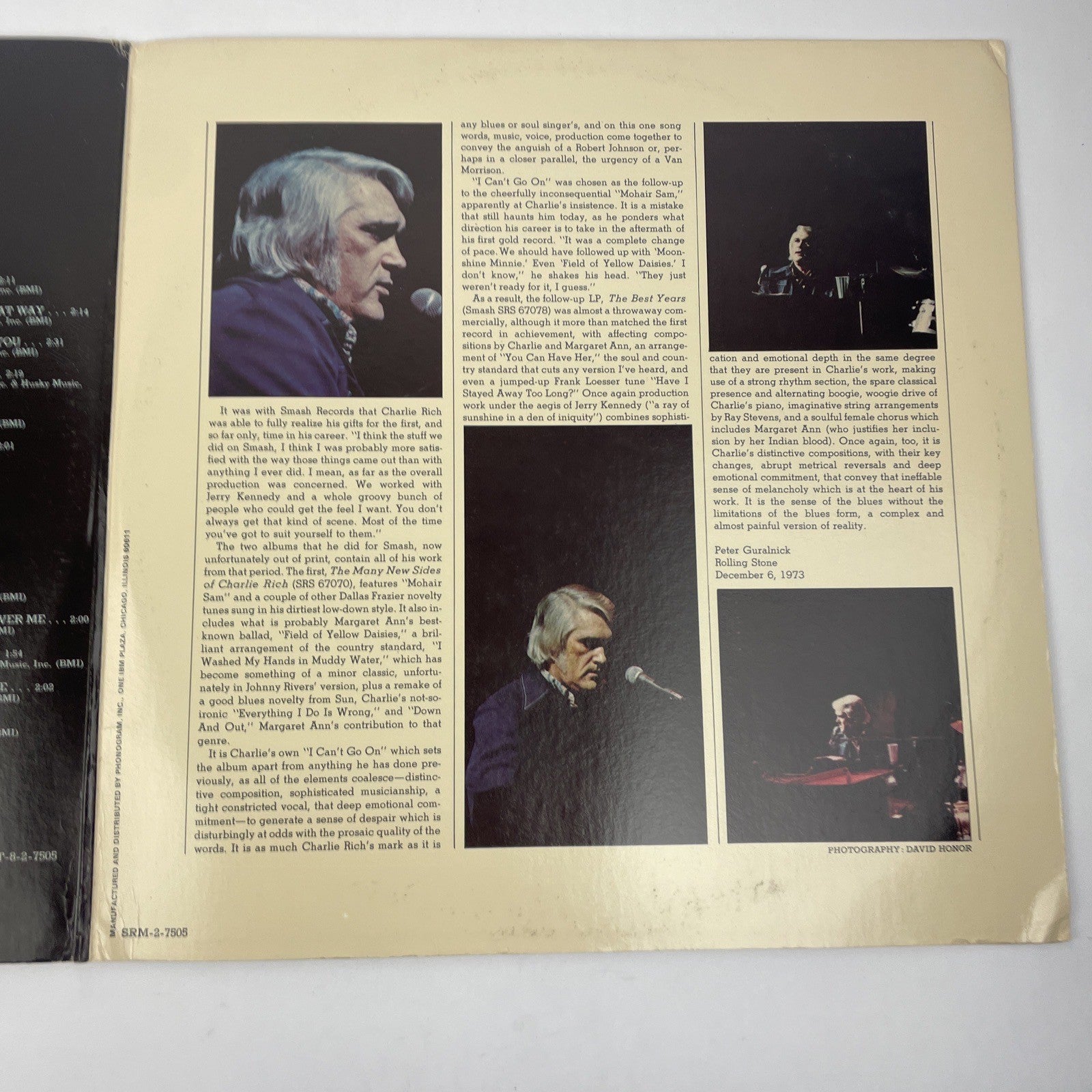 CHARLIE RICH Double LP " Fully Realized "  1974 Mercury Records Vinyl