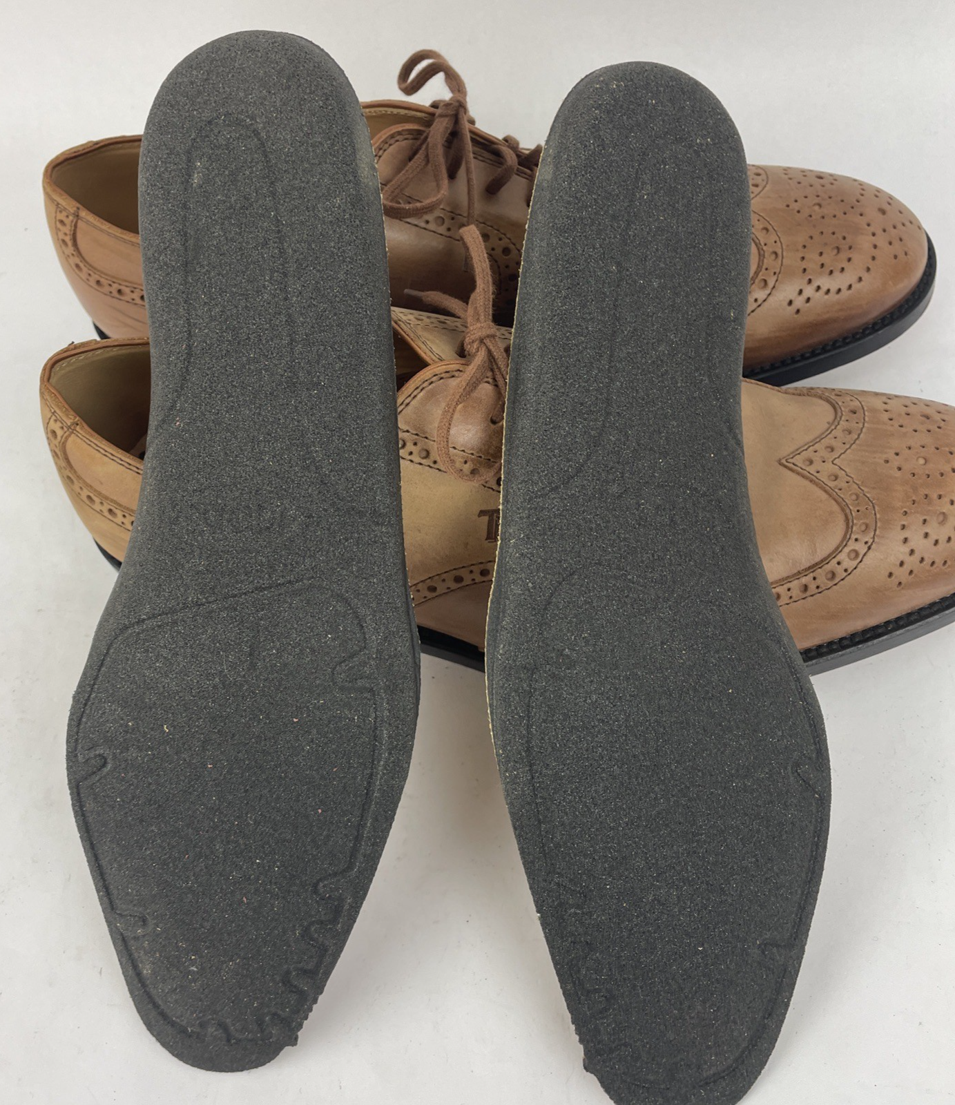Tods Wingtip Dress Shoes Light Brown Size 10.5 Leather Soles Made in Italy VGC