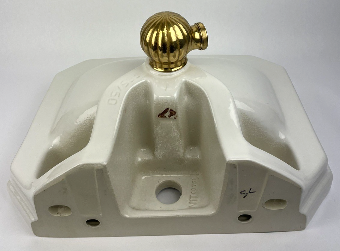 Duravit 785/50 Designer Wall Mount Bathroom Sink White w Gold/ Brass Drain Piece