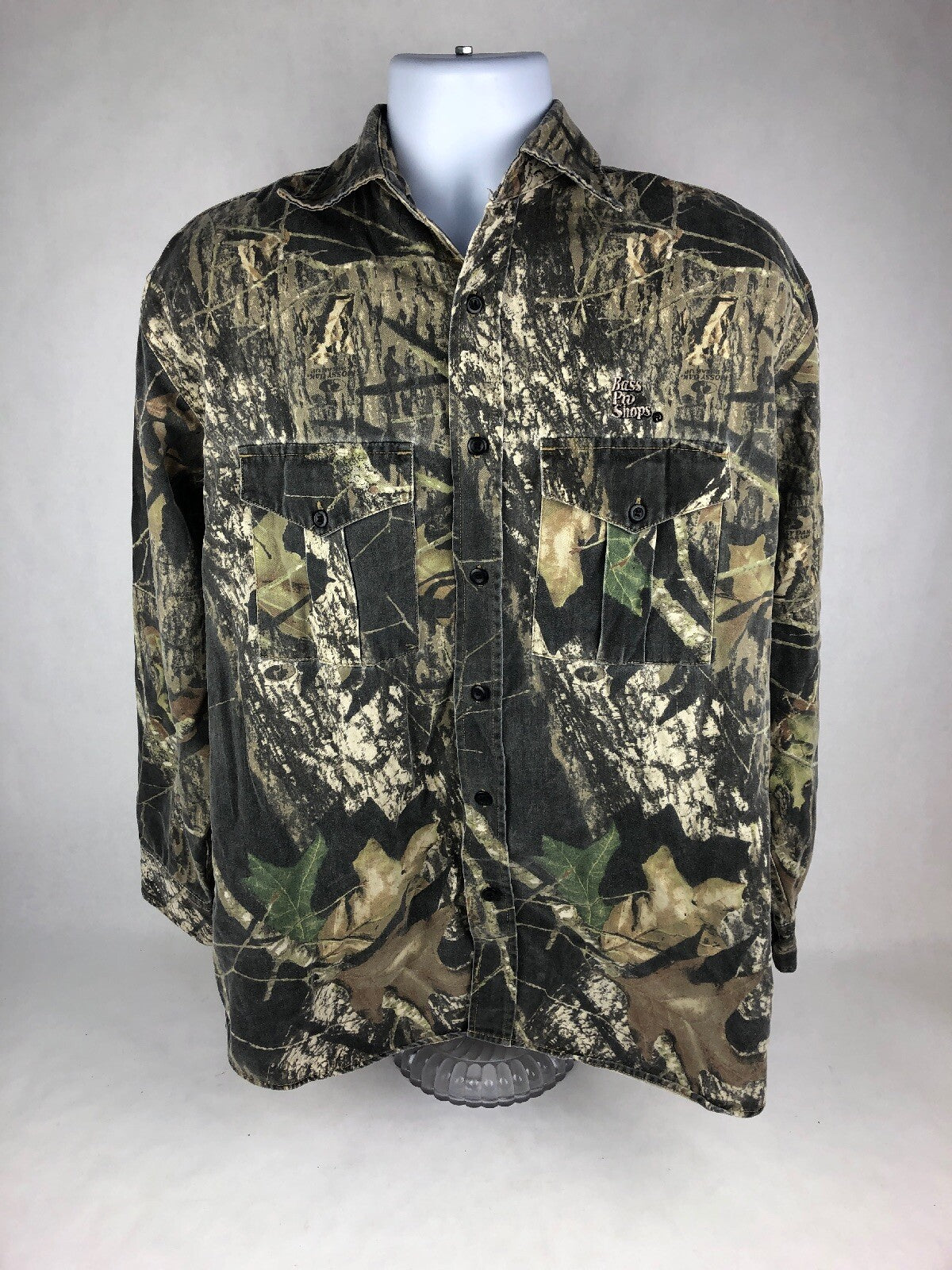 REDHEAD SILENT HIDE MOSSY OAK Bass Pro Shops Camo HEAVY Shirt Hunting Mens S