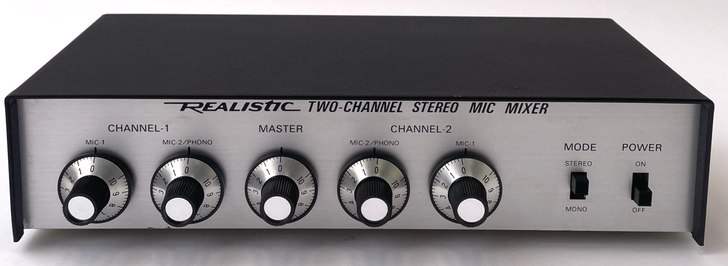 Vintage Realistic Professional Series Stereo Microphone Mixer 2 Channel - JAPAN