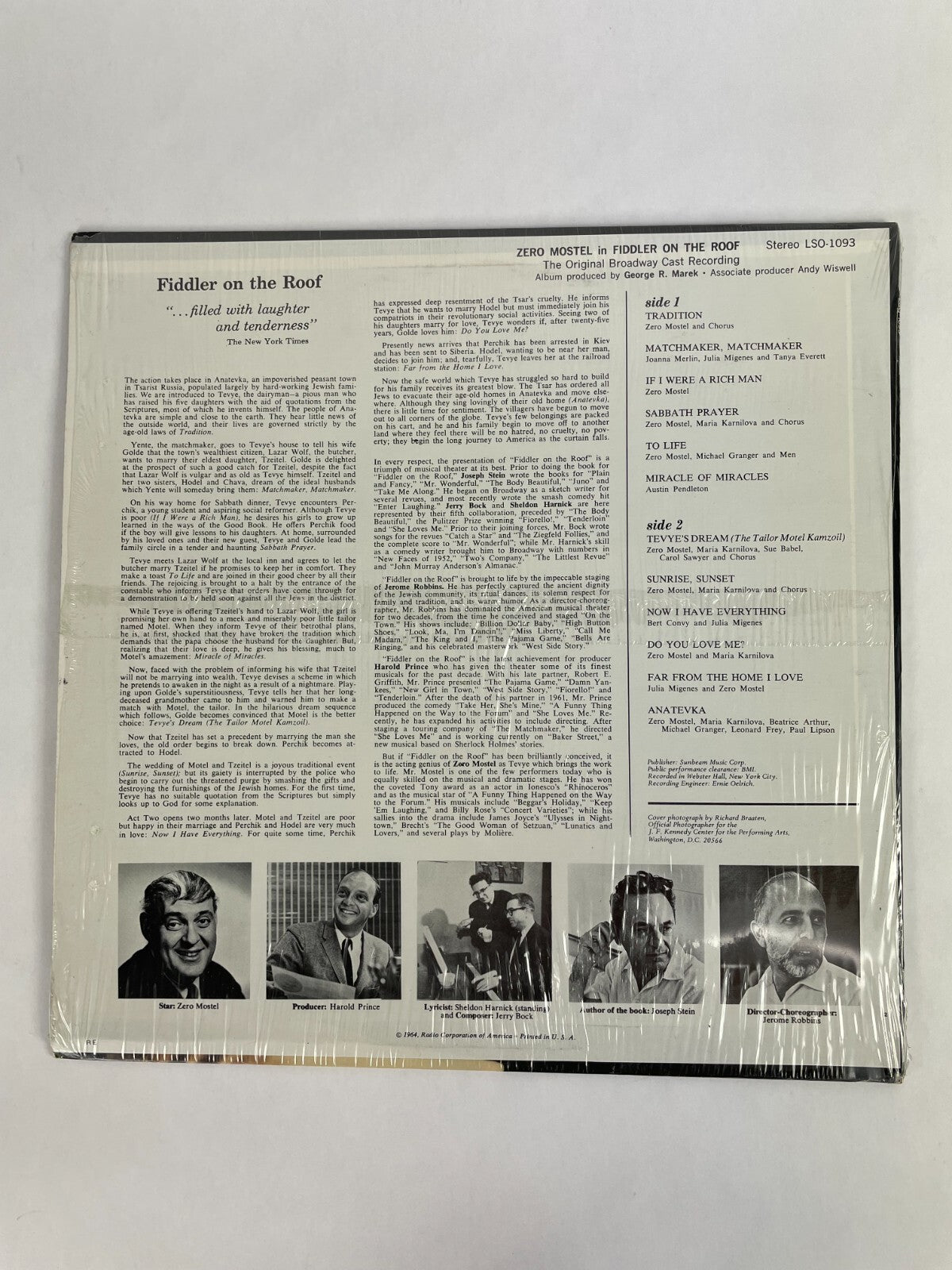 Zero Mostel Fiddler on the Roof Vinyl Record
