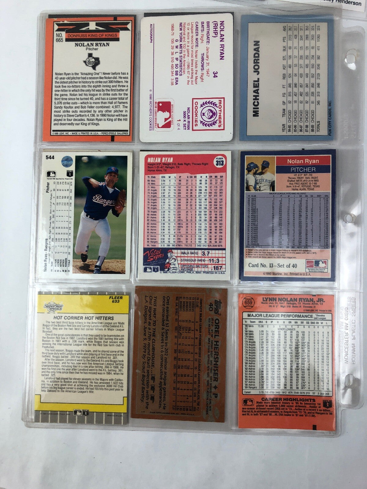 22 CARD LOT VINTAGE BASEBALL STARS GWYNN JORDAN RIPKEN RYAN BOGGS McGUIRE FS