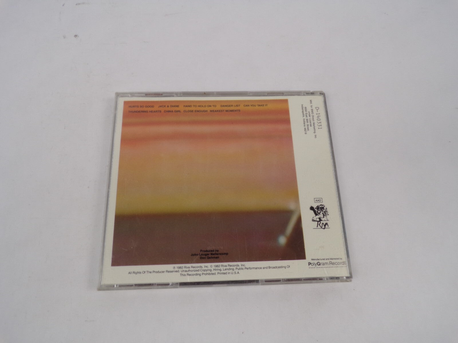 John Cougar Americal Fool Hurts So Good Jack & Diane Hand To Hold On ToCD#67